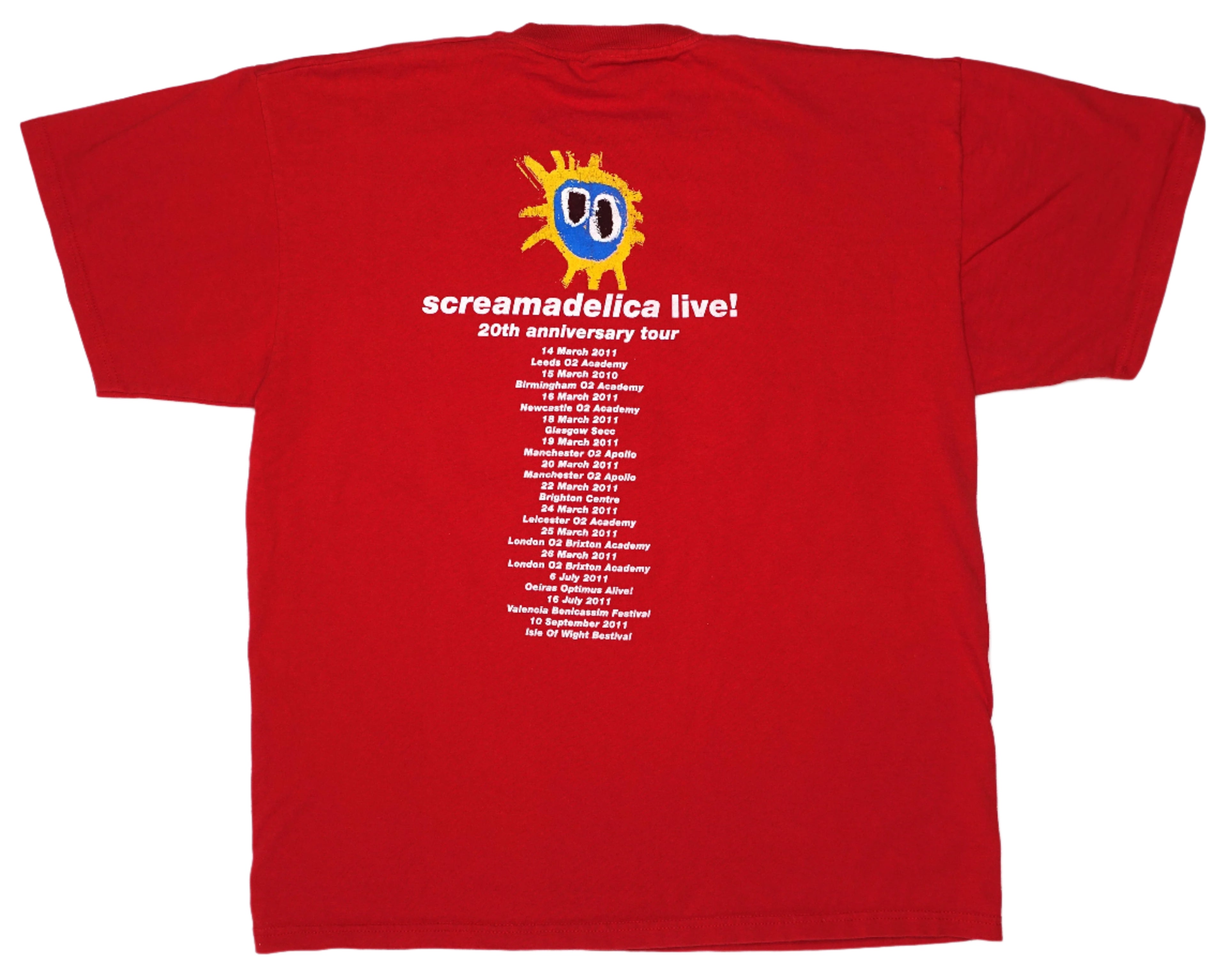 Primal Scream – Screamadelica Live! 20th Anniversary 2011 Tour Shirt Size XL