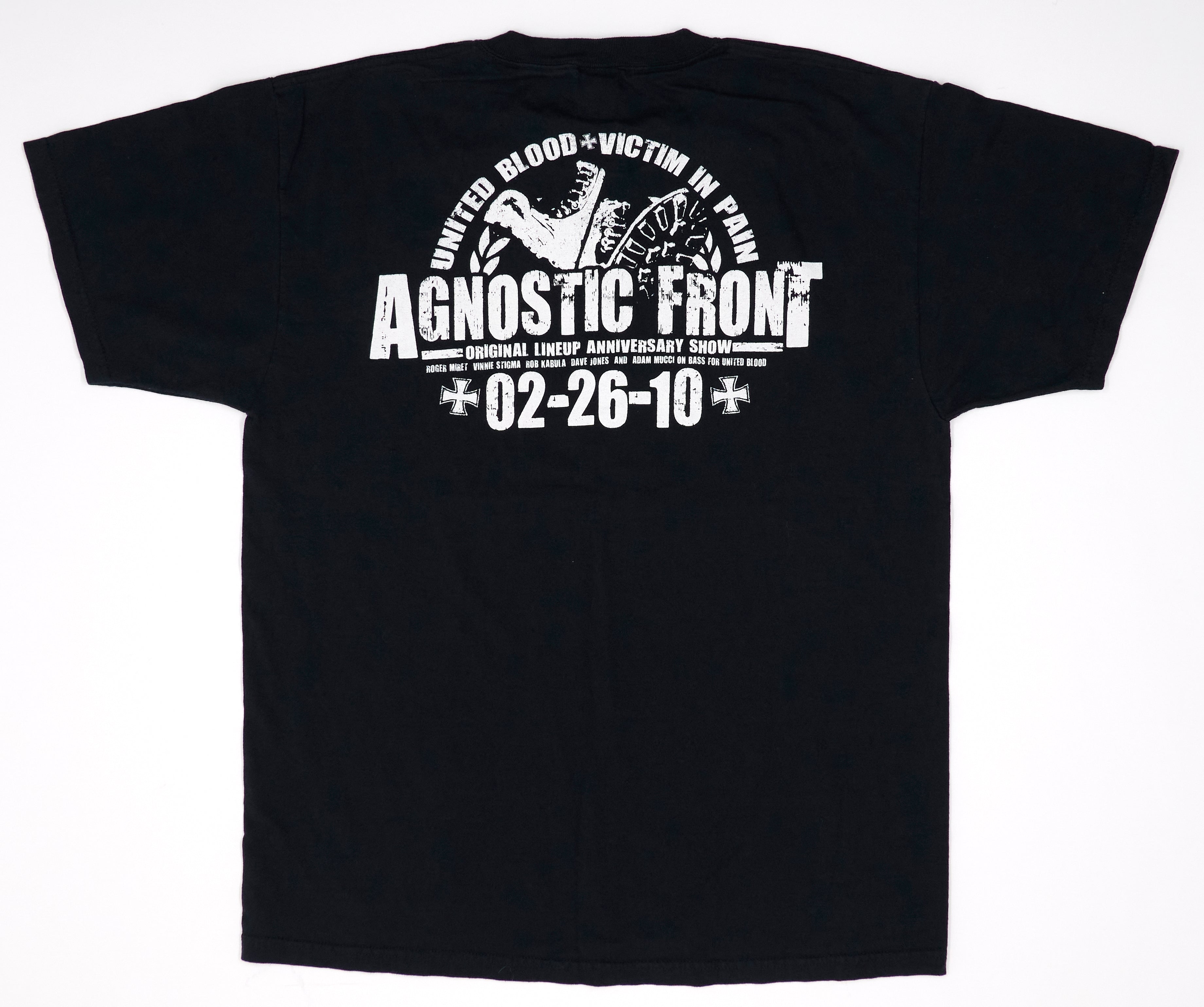 Agnostic Front - Victim In Pain 25th Anniversary 2010 Tour Shirt Size XL