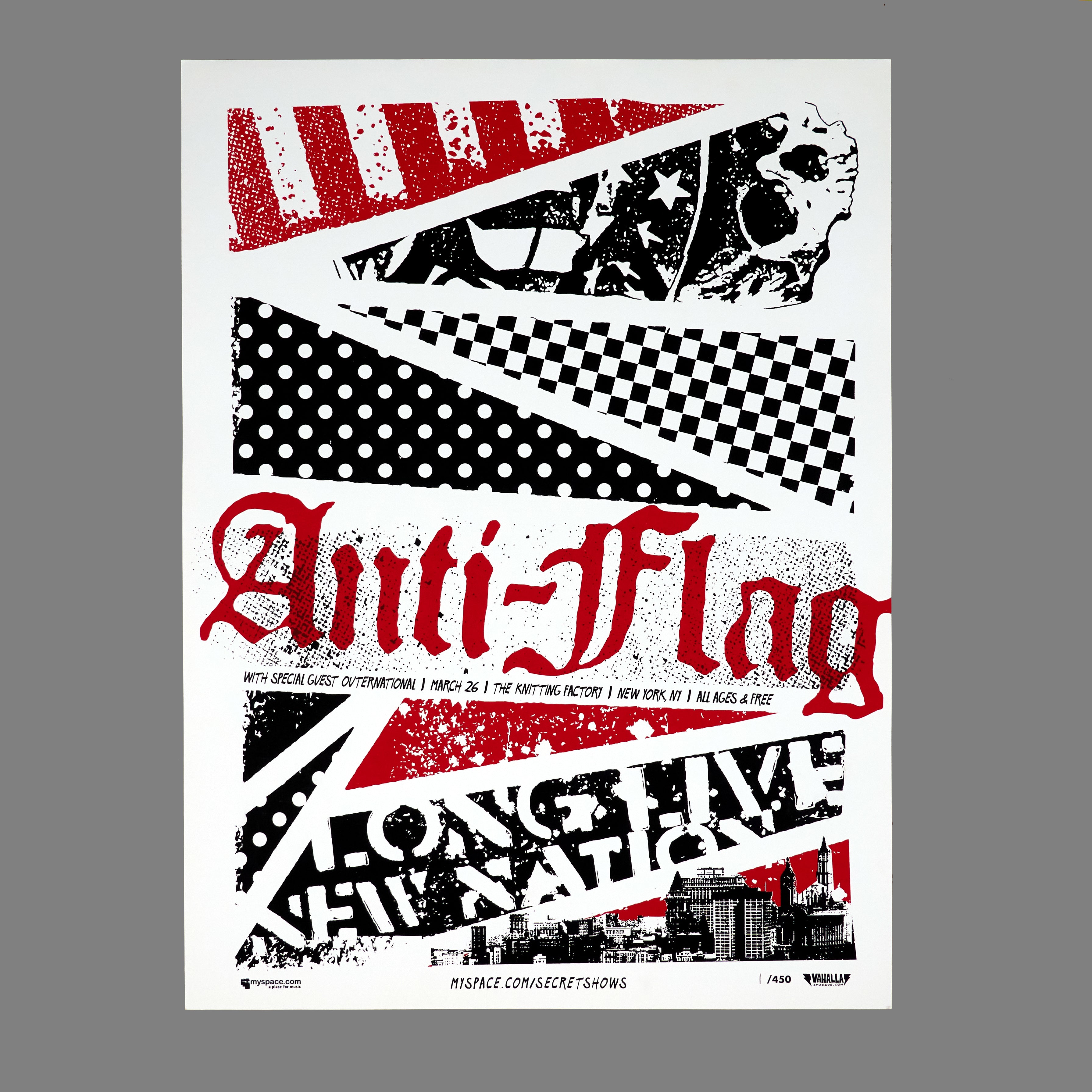Anti-Flag - 2008 MySpace Secret Show 18X24 Inch Silkscreened Poster Number 1 Of 450