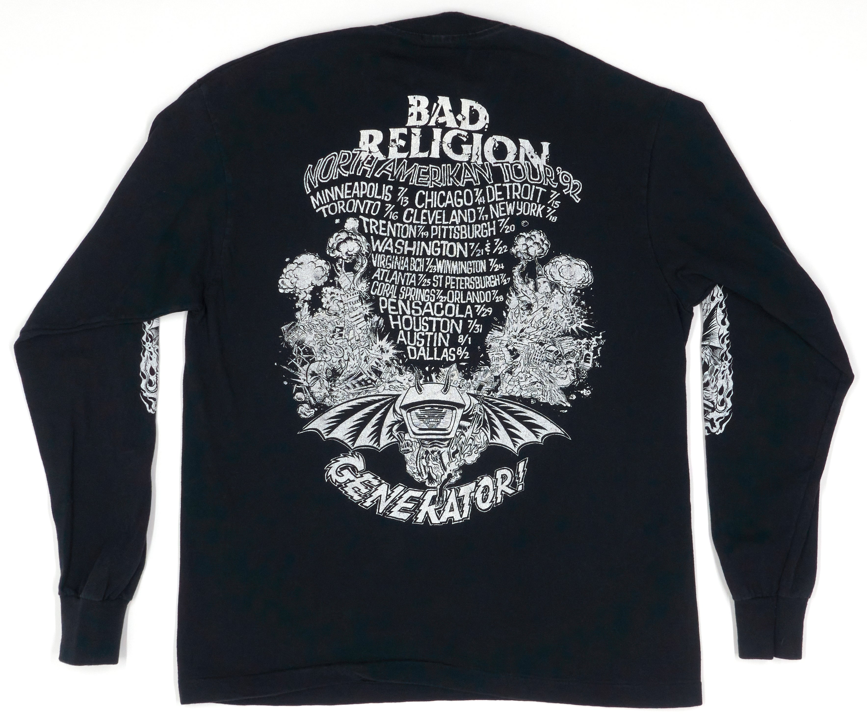 Bad Religion – Generator 1992 Long Sleeve North Amerikan Tour Shirt Size Large