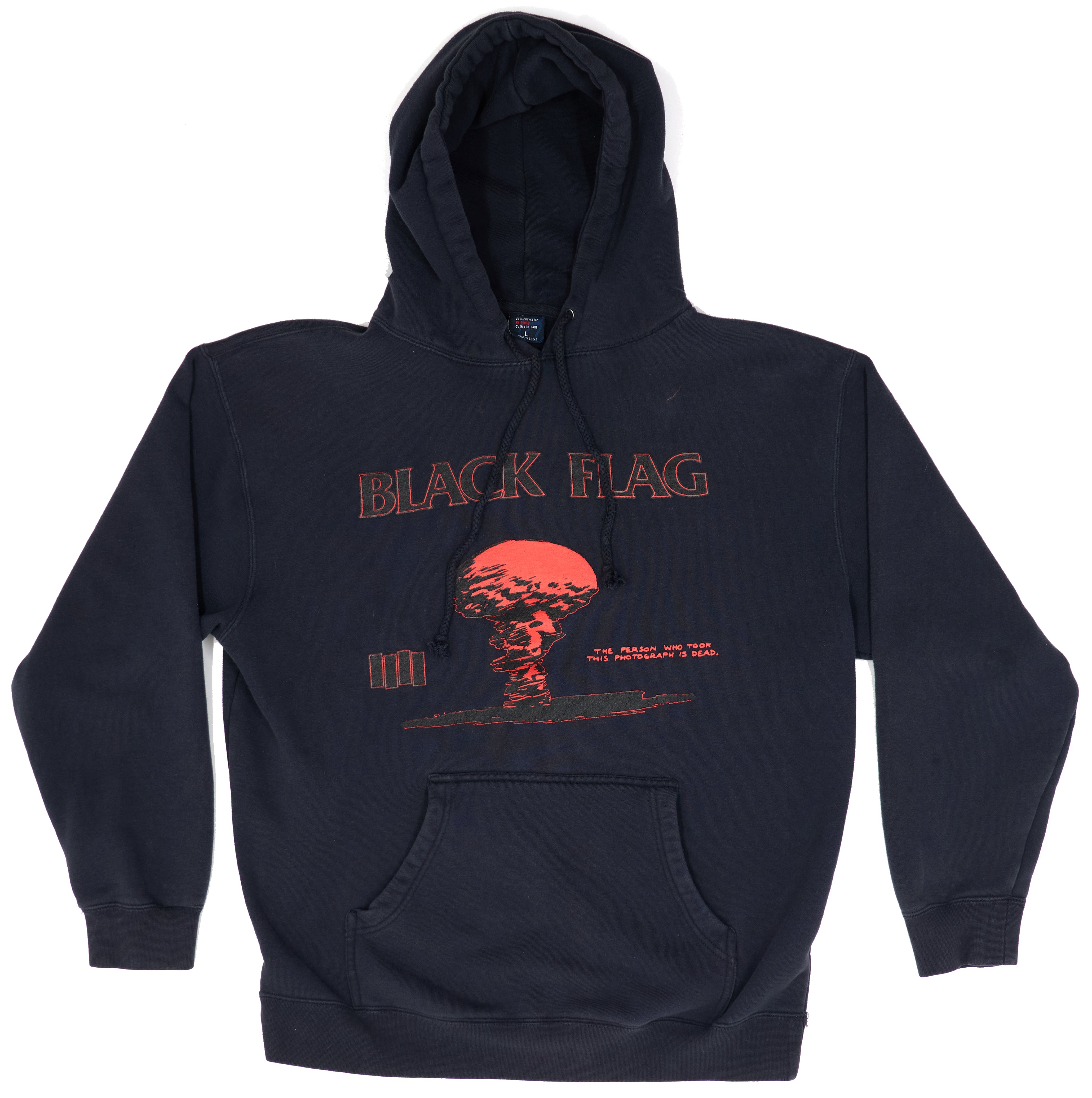 Black Flag - The Person Who Took This Photo Is Dead / In My Head 1986 Tour Hooded Sweat Shirt (Bootleg By Me) Size Large