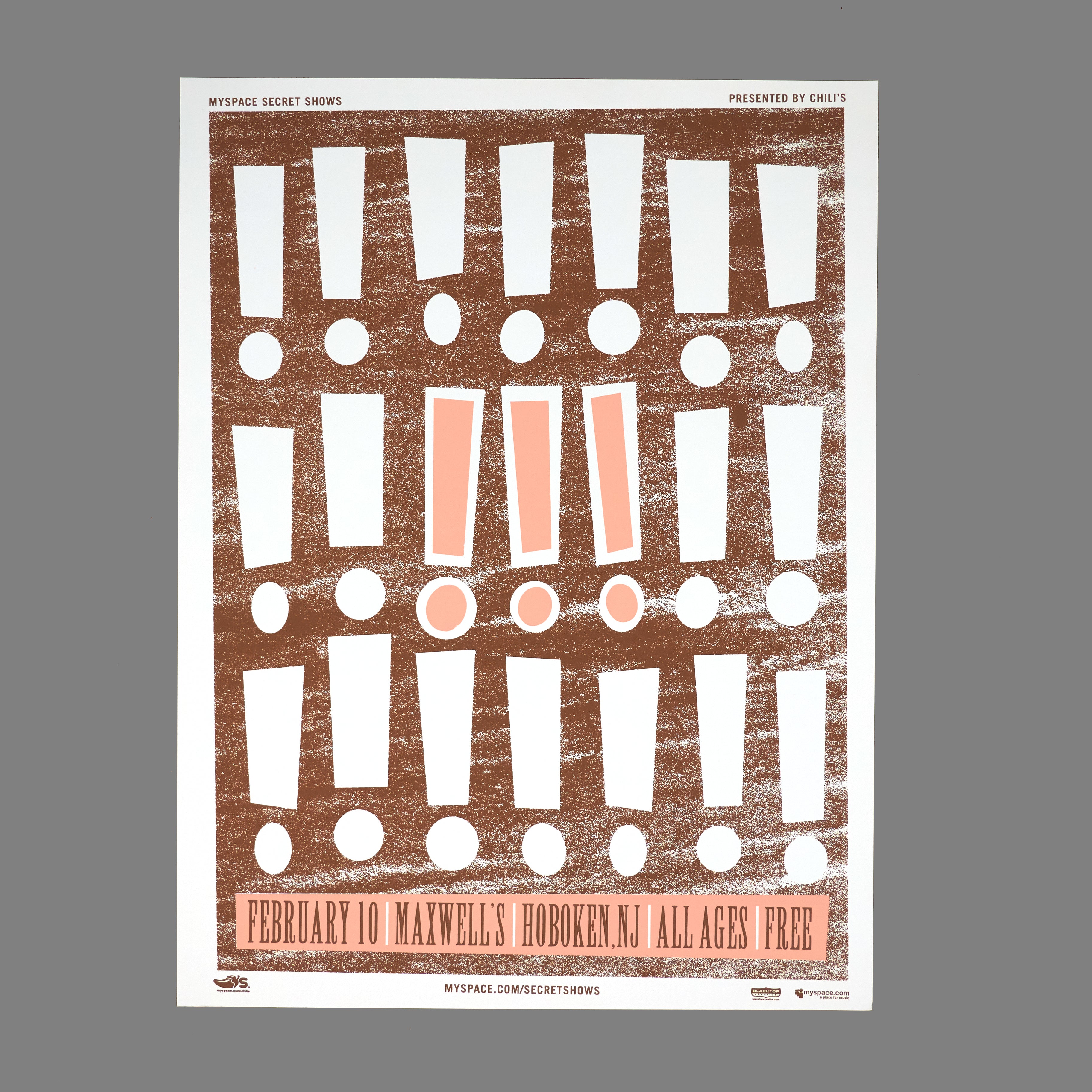 !!! (CHK CHK CHK) - 2007 MySpace Secret Show 18X24 Inch Silkscreened Poster Number 1 Of 350