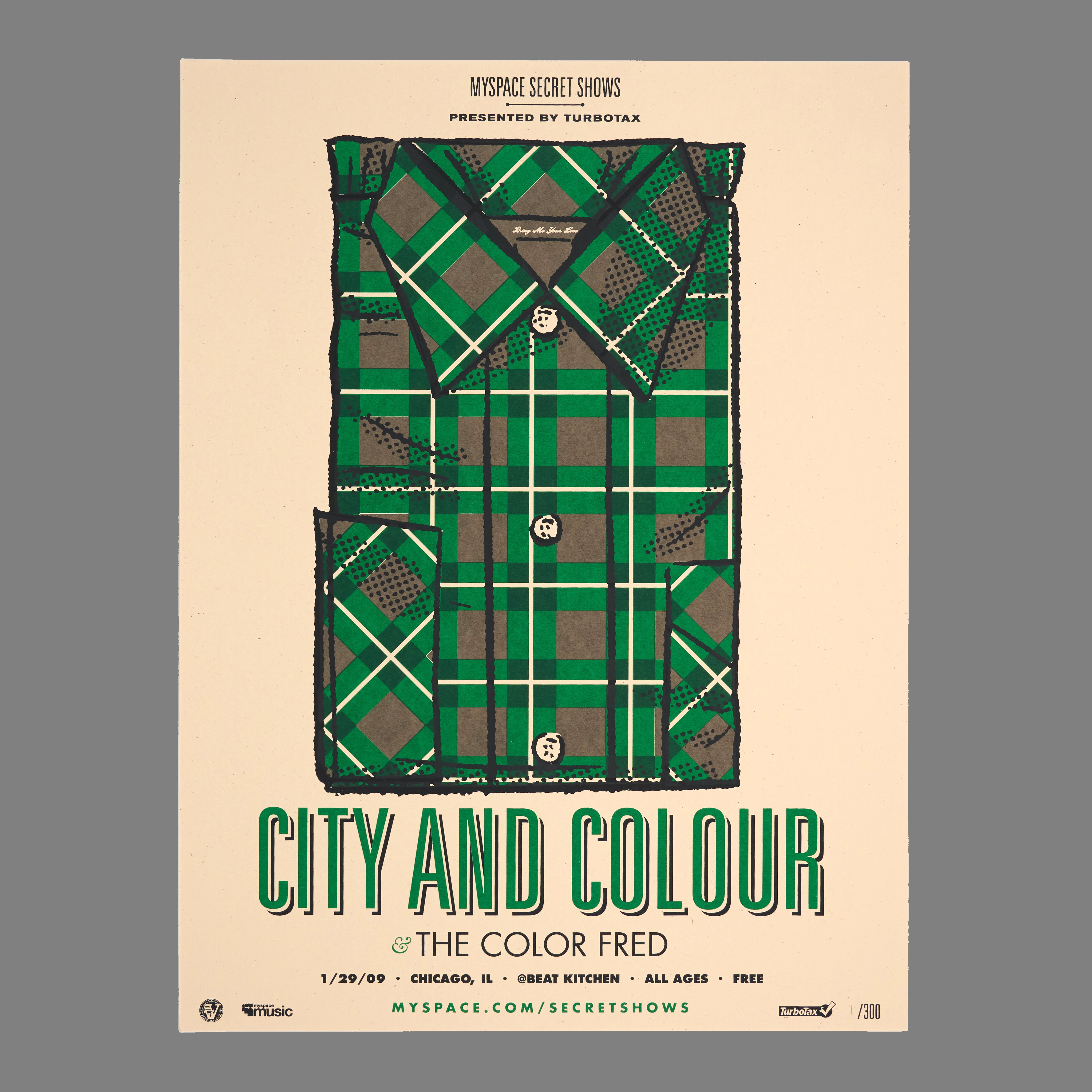 City And Colour / The Color Fred- 2009 MySpace Secret Show 18X24 Inch Silkscreened Poster Number 1 Of 300