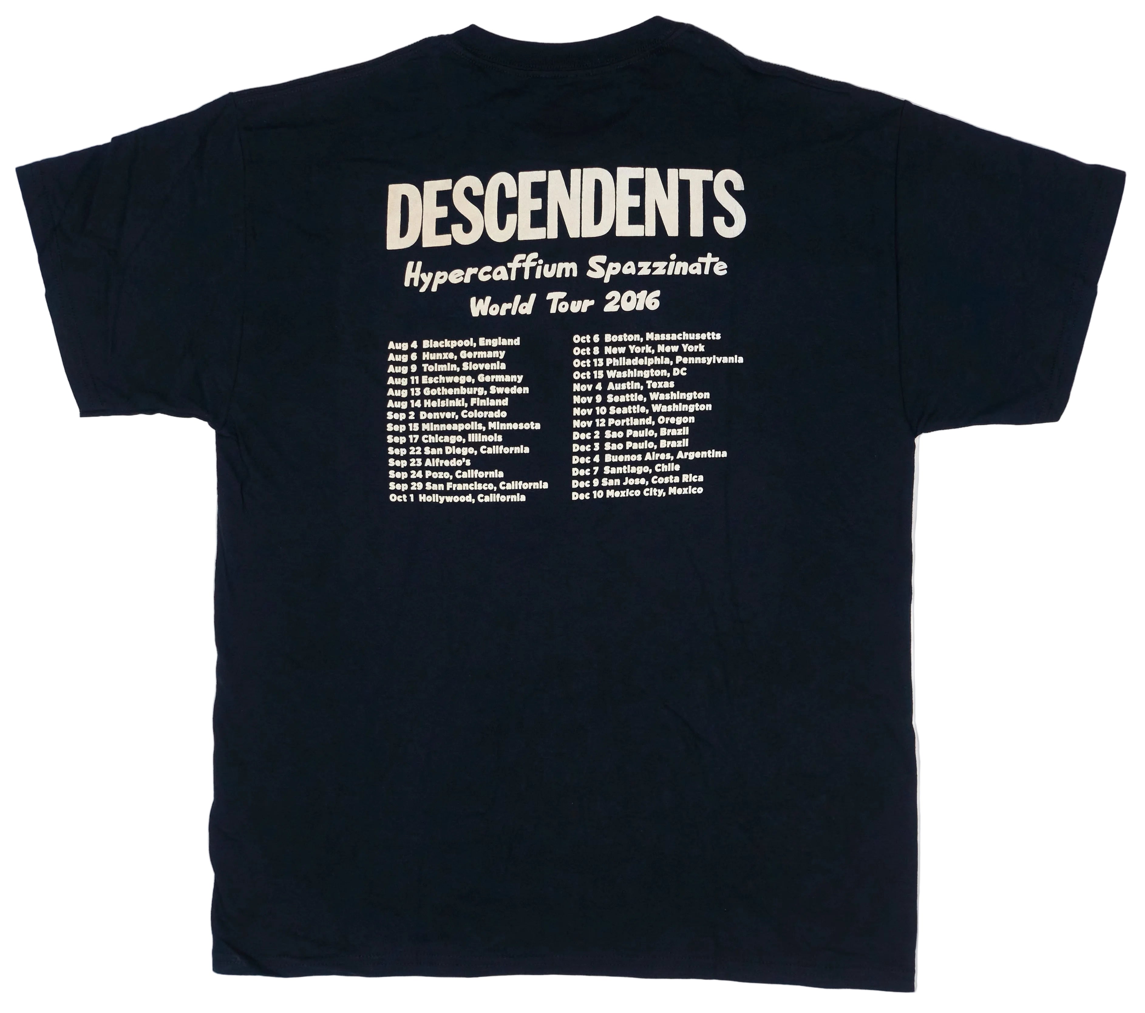 Descendents - Hypercaffium Spazzinate 2016 World Tour Shirt (8/4-12/10) Size Large