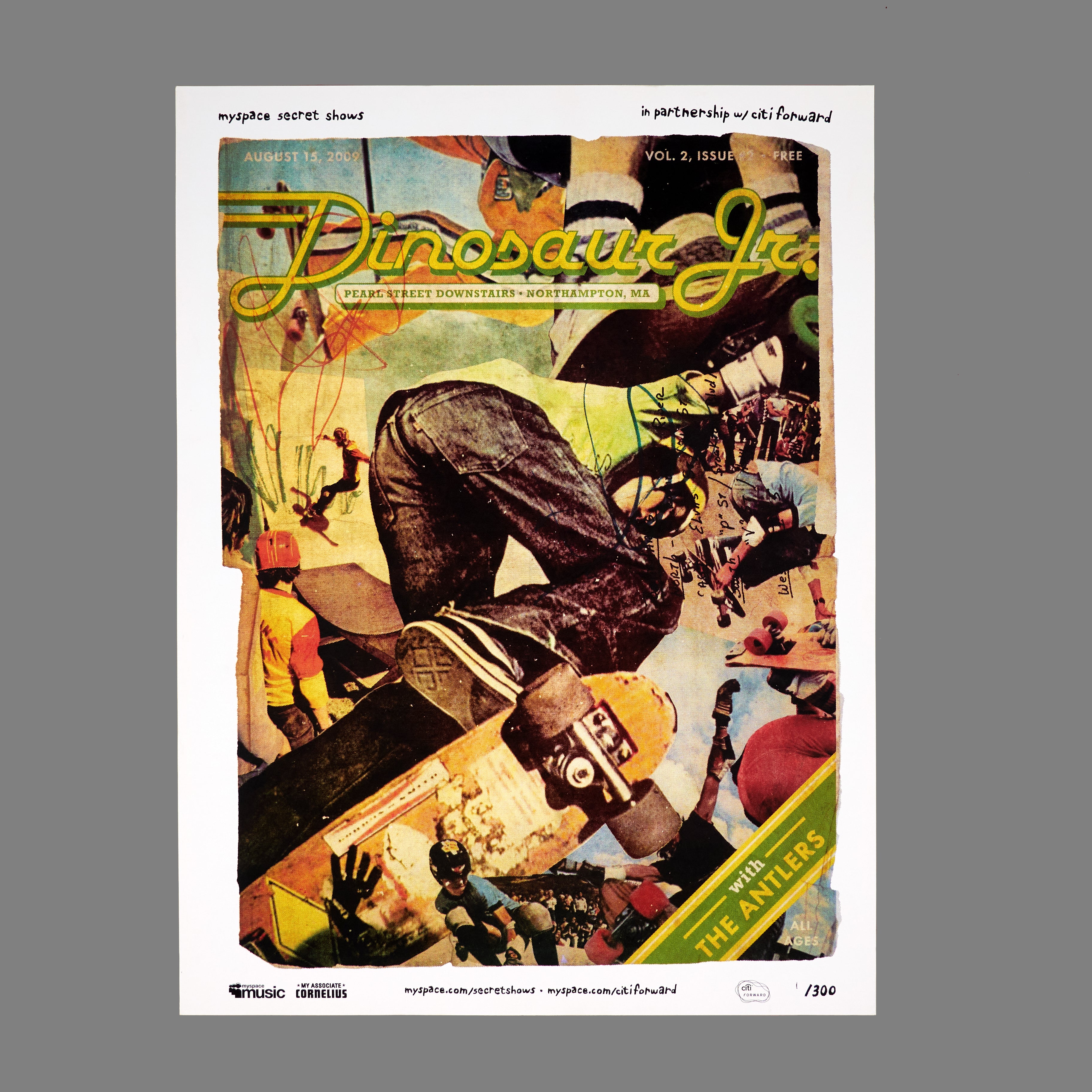 Dinosaur Jr / The Antlers - 2009 MySpace Secret Show 18X24 Inch Silkscreened Poster Number 1 Of 300