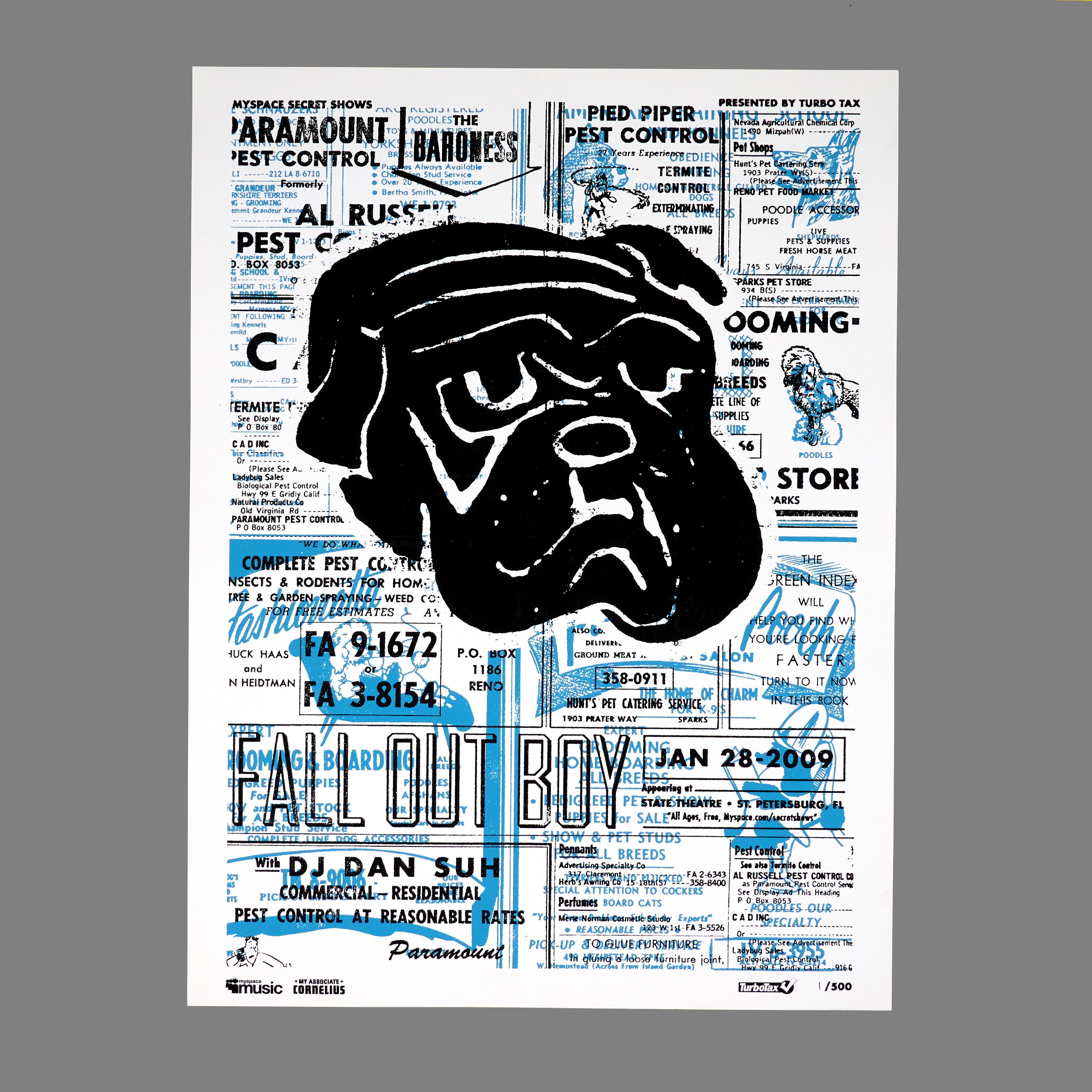 Fall Out Boy - 2009 MySpace Secret Show 18X24 Inch Silkscreened Poster Number 1 Of 500
