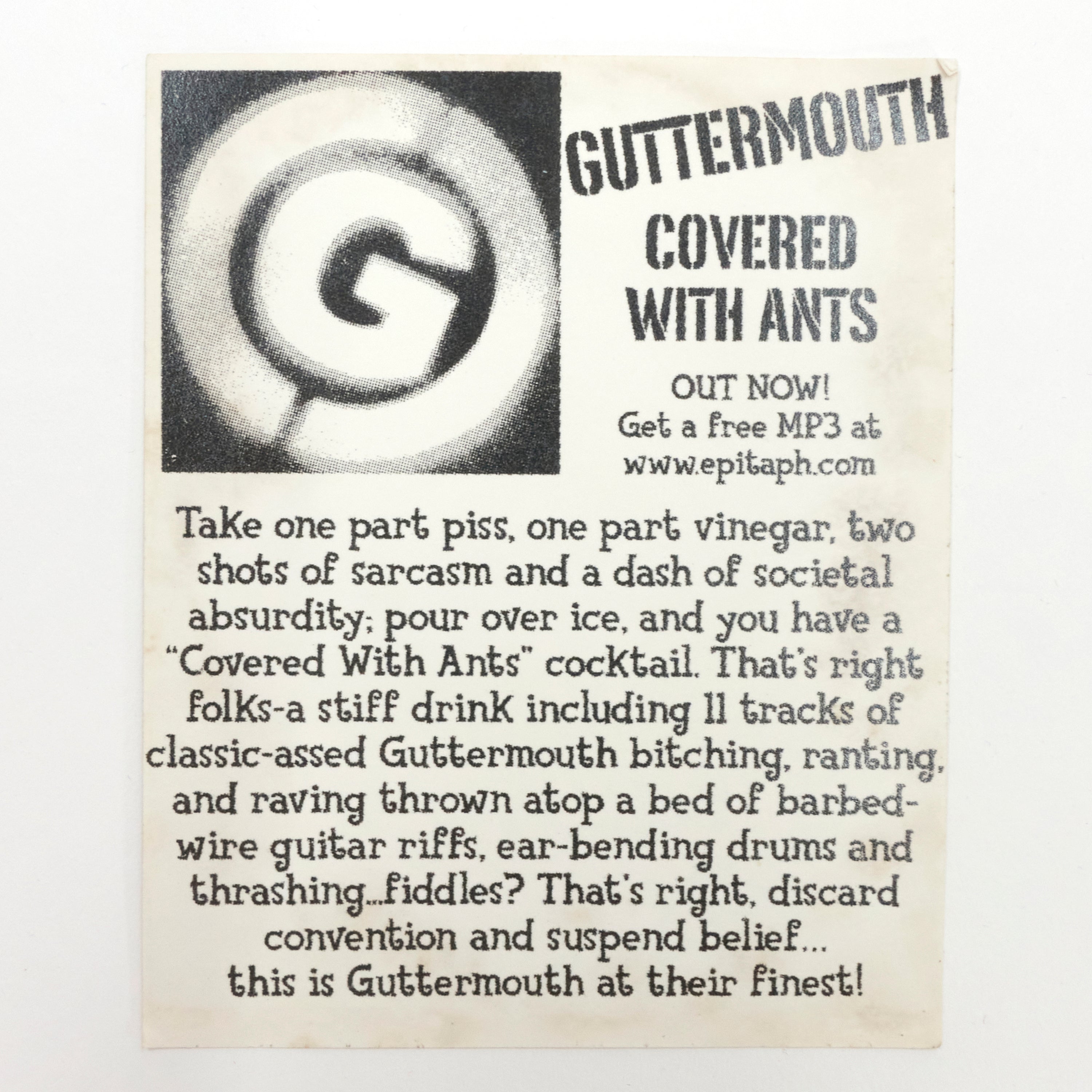 Guttermouth - Covered With Ants 2001 Promo Sticker