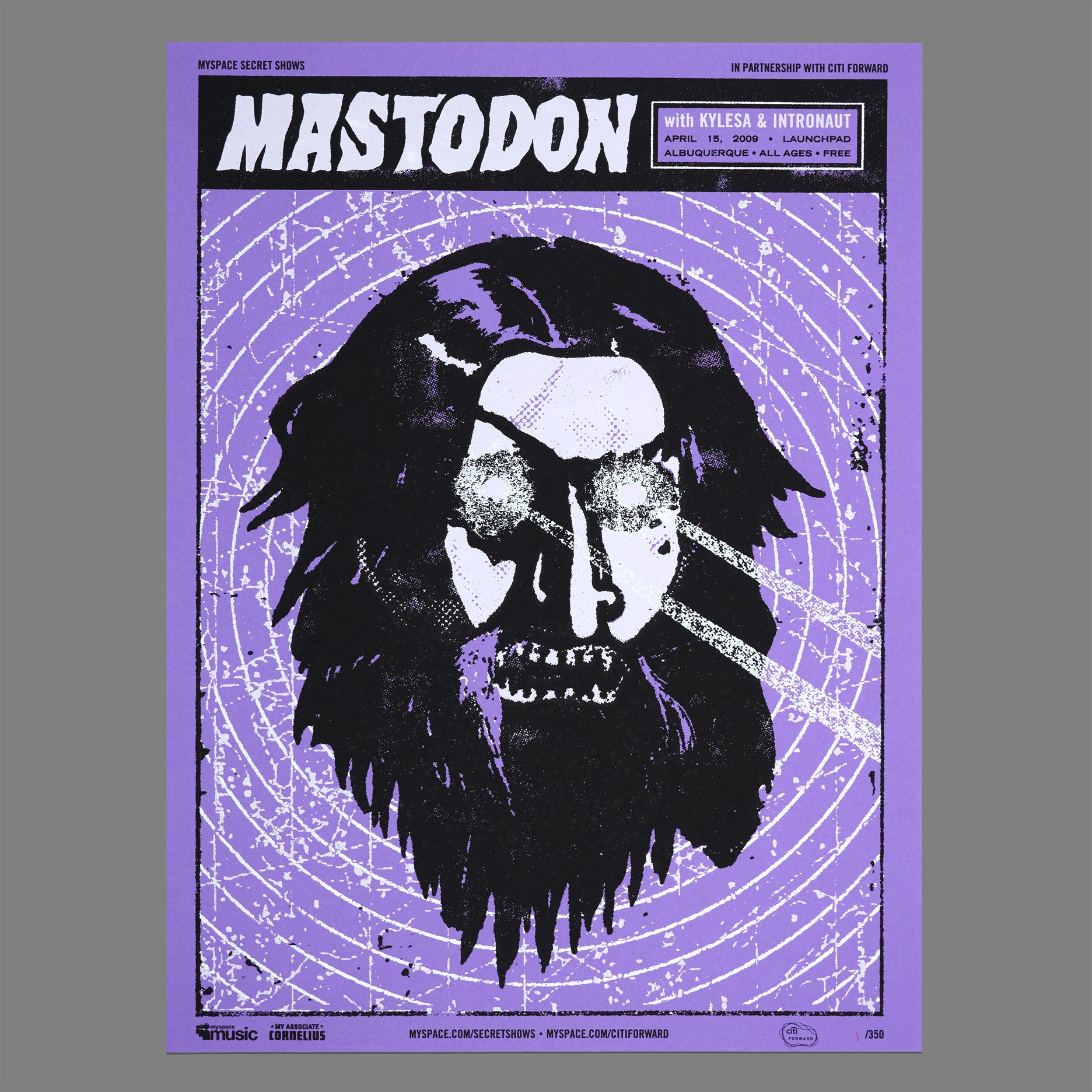 Mastodon / Kylesa / Intronaut - 2009 MySpace Secret Show 18X24 Inch Silkscreened Poster Number 1 Of 350