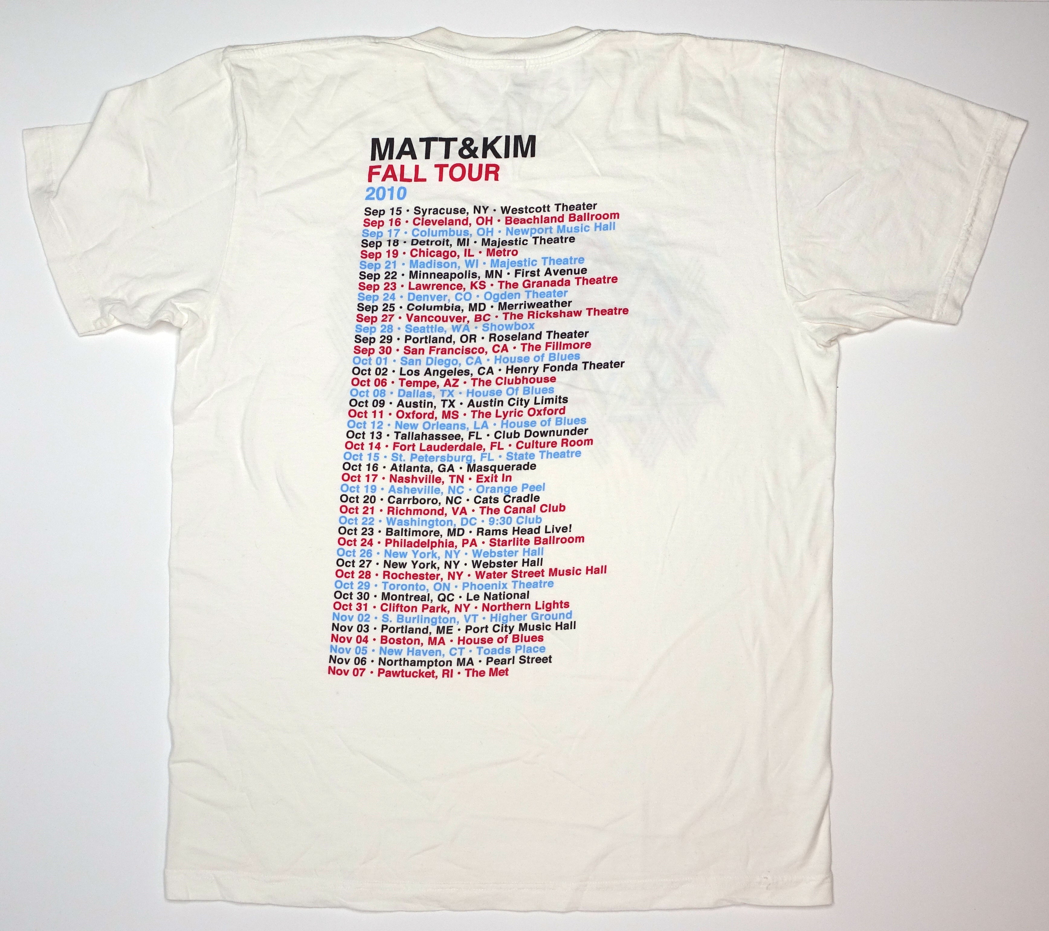 Matt & Kim – Sidewalks 2010 Fall Tour Shirt Size Large