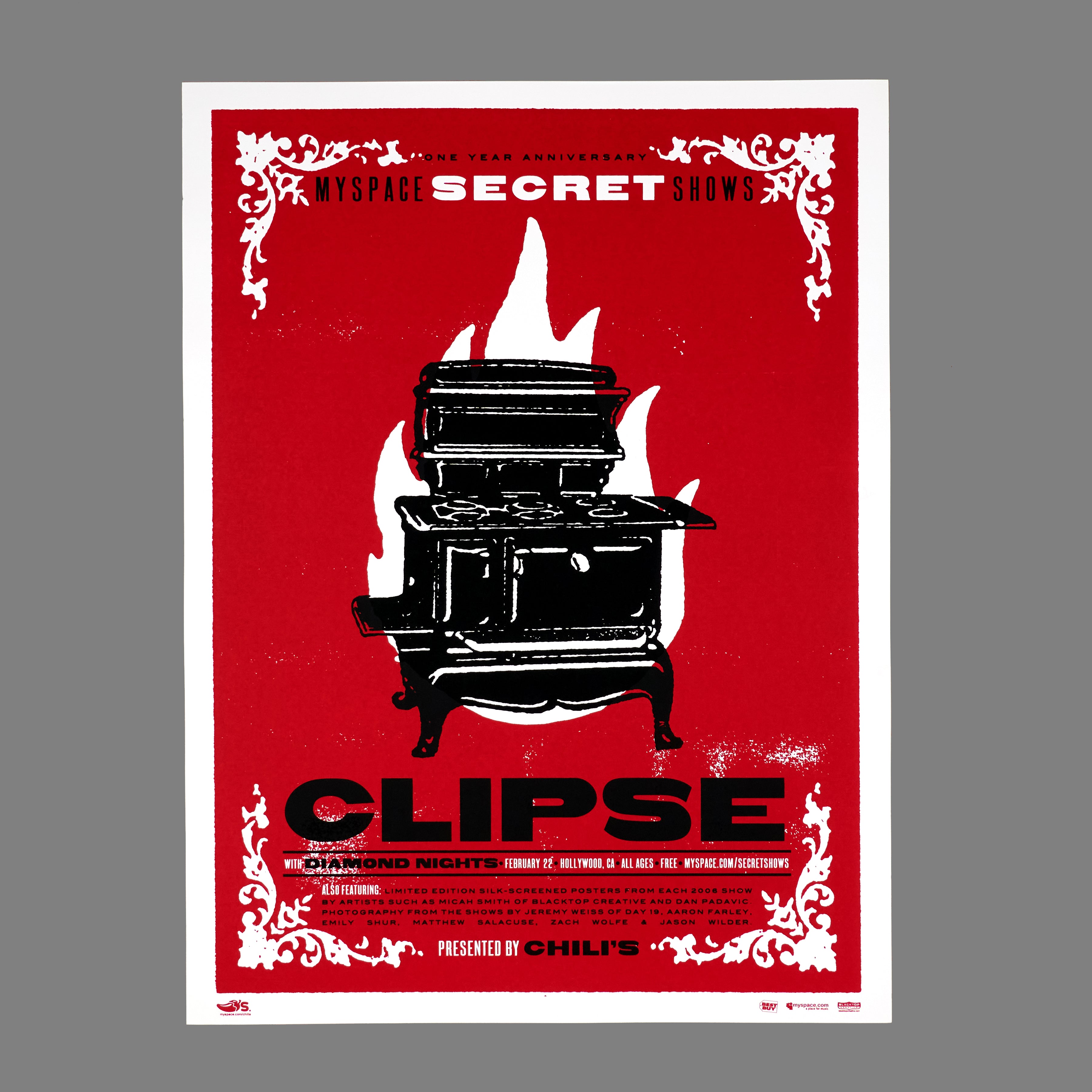 Clipse / Cold War Kids / Diamond Nights - 2007 MySpace Secret Show 18X24 Inch Silkscreened Poster Number 1 Of 1000
