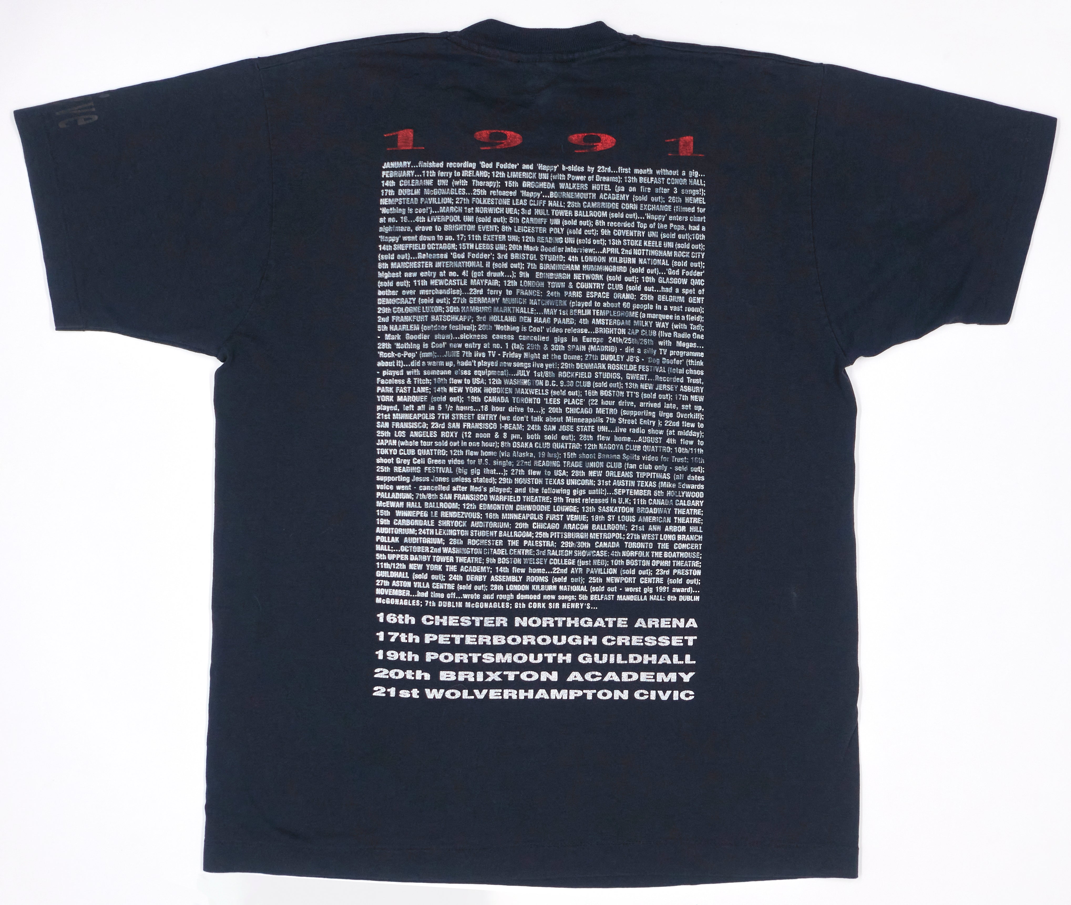 Ned's Atomic Dustbin - God Fodder 1991 World Tour Diary Shirt Size XL