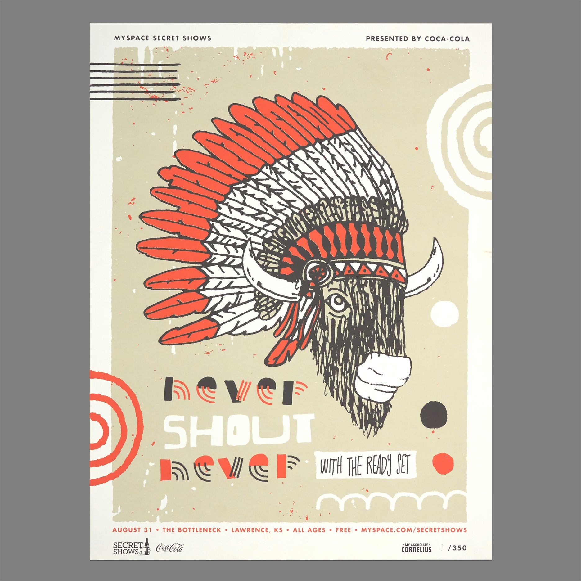 Never Shout Never / The Ready Set - 2010 MySpace Secret Show 18X24 Inch Silkscreened Poster Number 1 Of 350