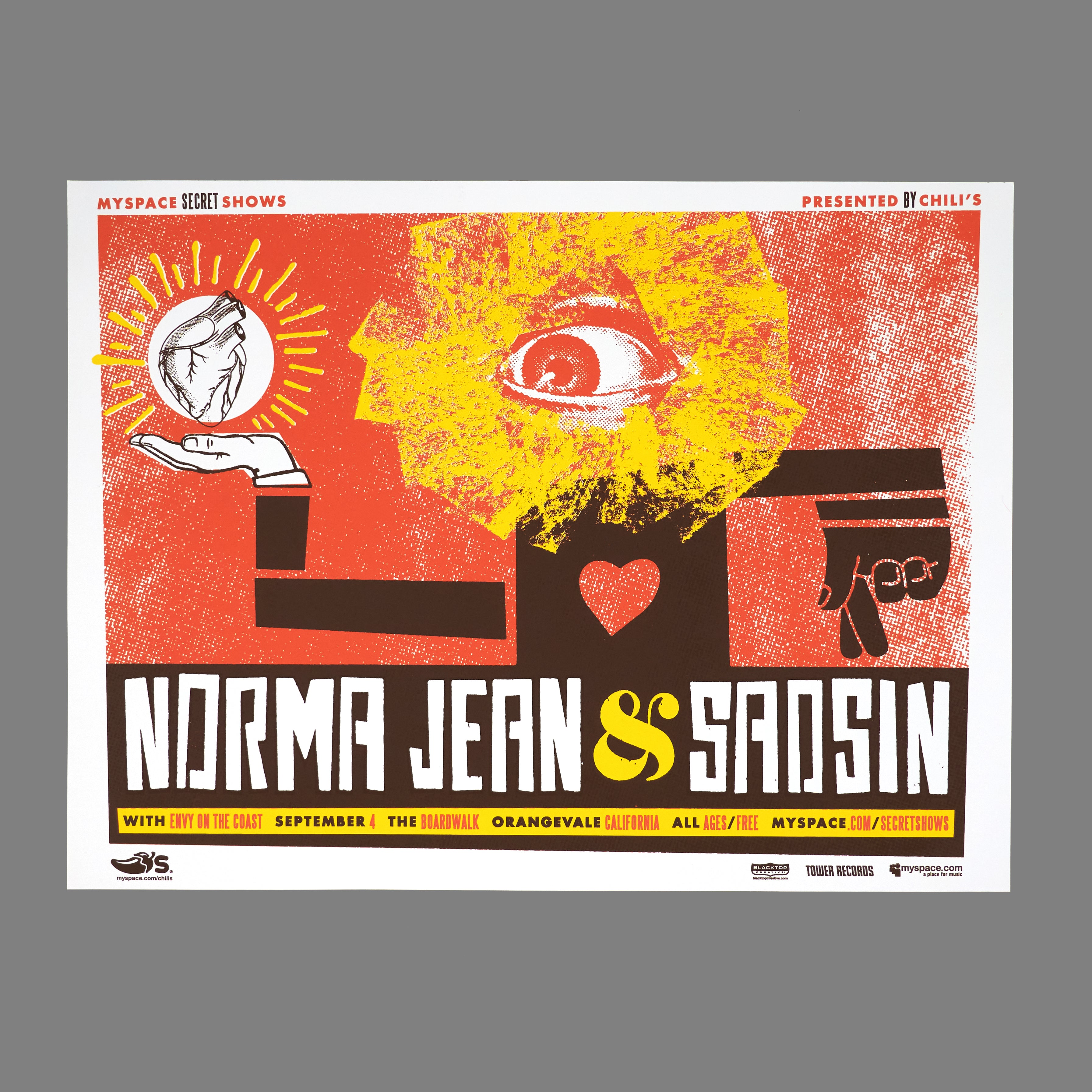Norma Jean / Saosin - 2006 MySpace Secret Show 18X24 Inch Silkscreened Poster Number 1 Of 500
