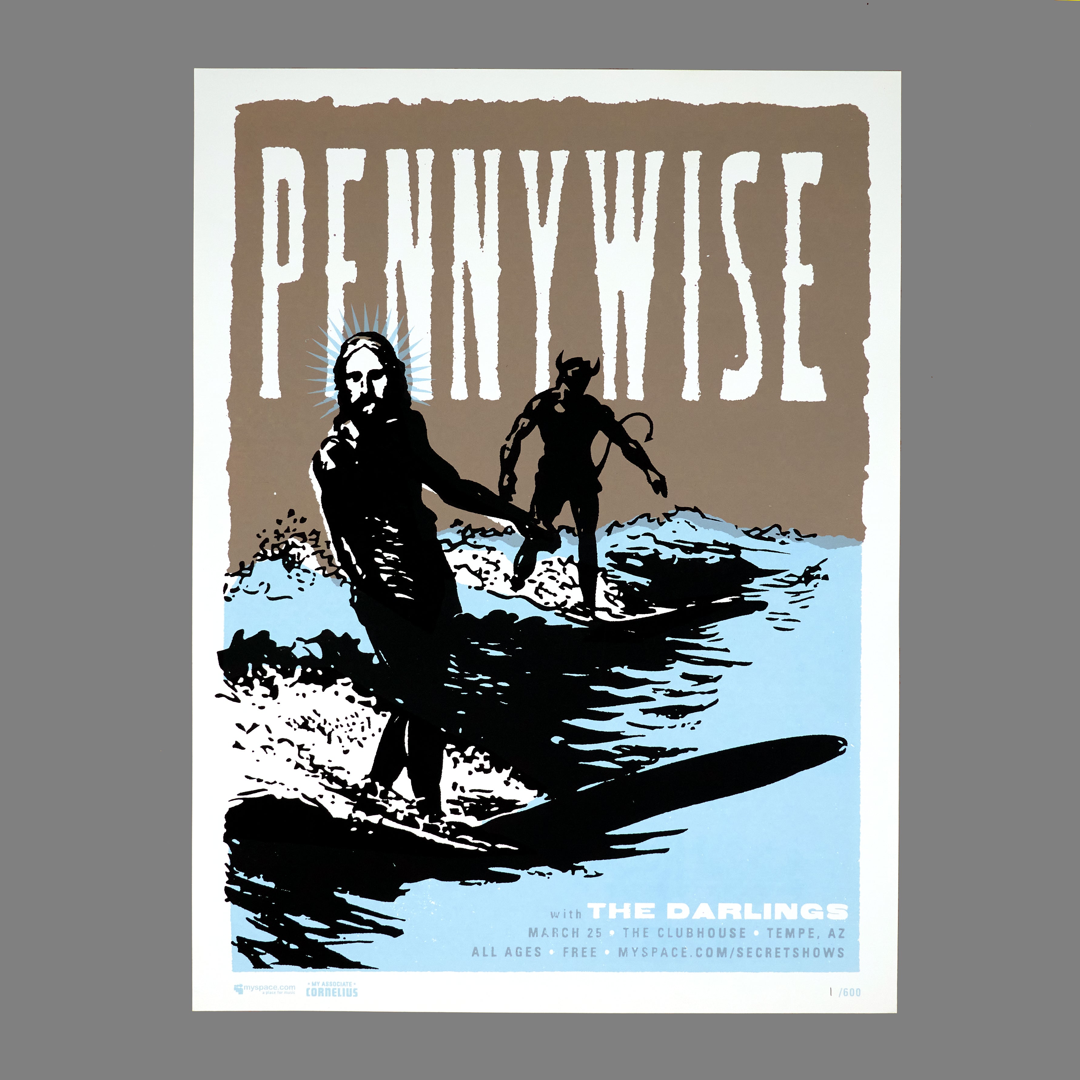 Pennywise / The Darlings - 2008 MySpace Secret Show 18X24 Inch Silkscreened Poster Number 1 Of 600