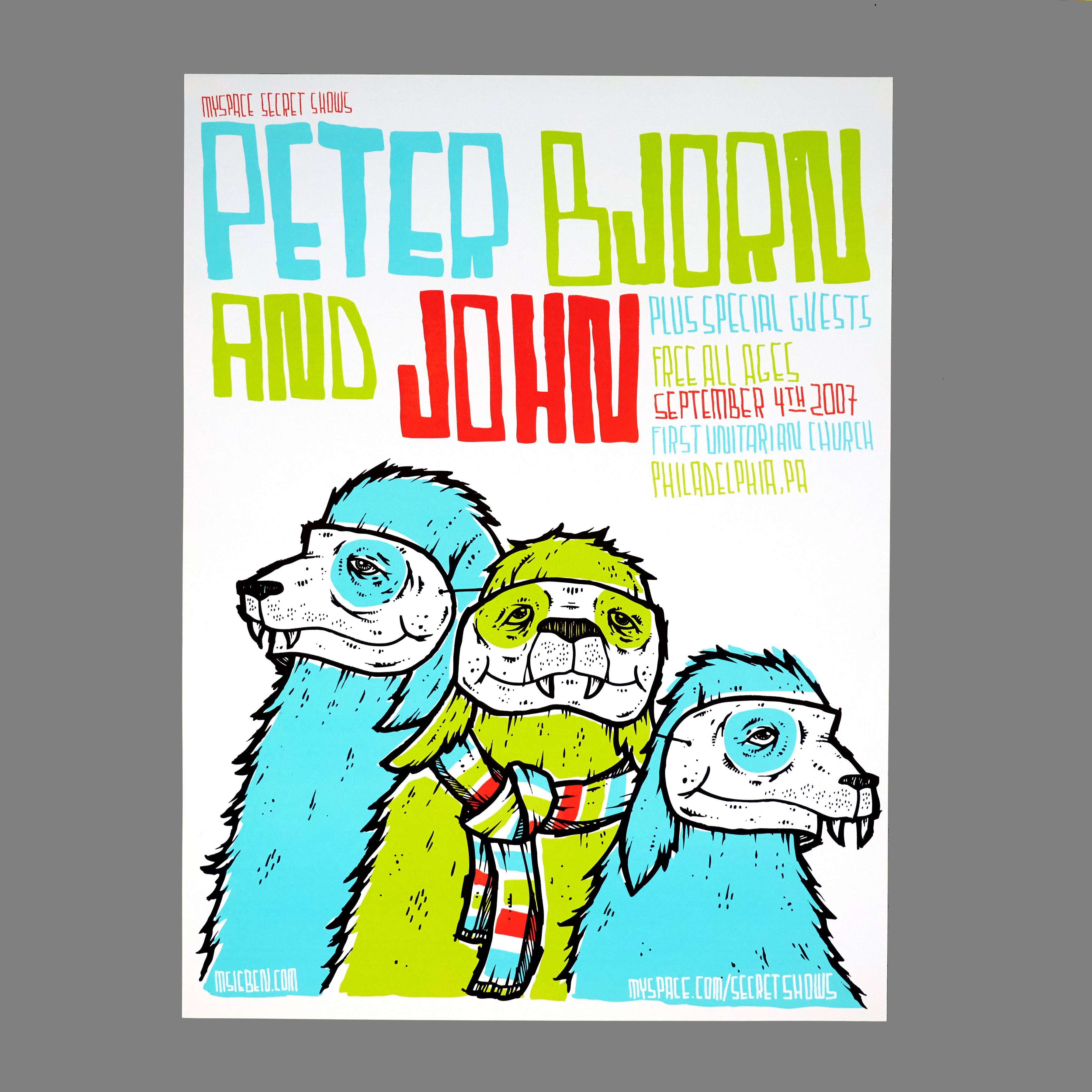 Peter Bjorn And John - 2007 MySpace Secret Show 18X24 Inch Silkscreened Poster Number 1 Of 600
