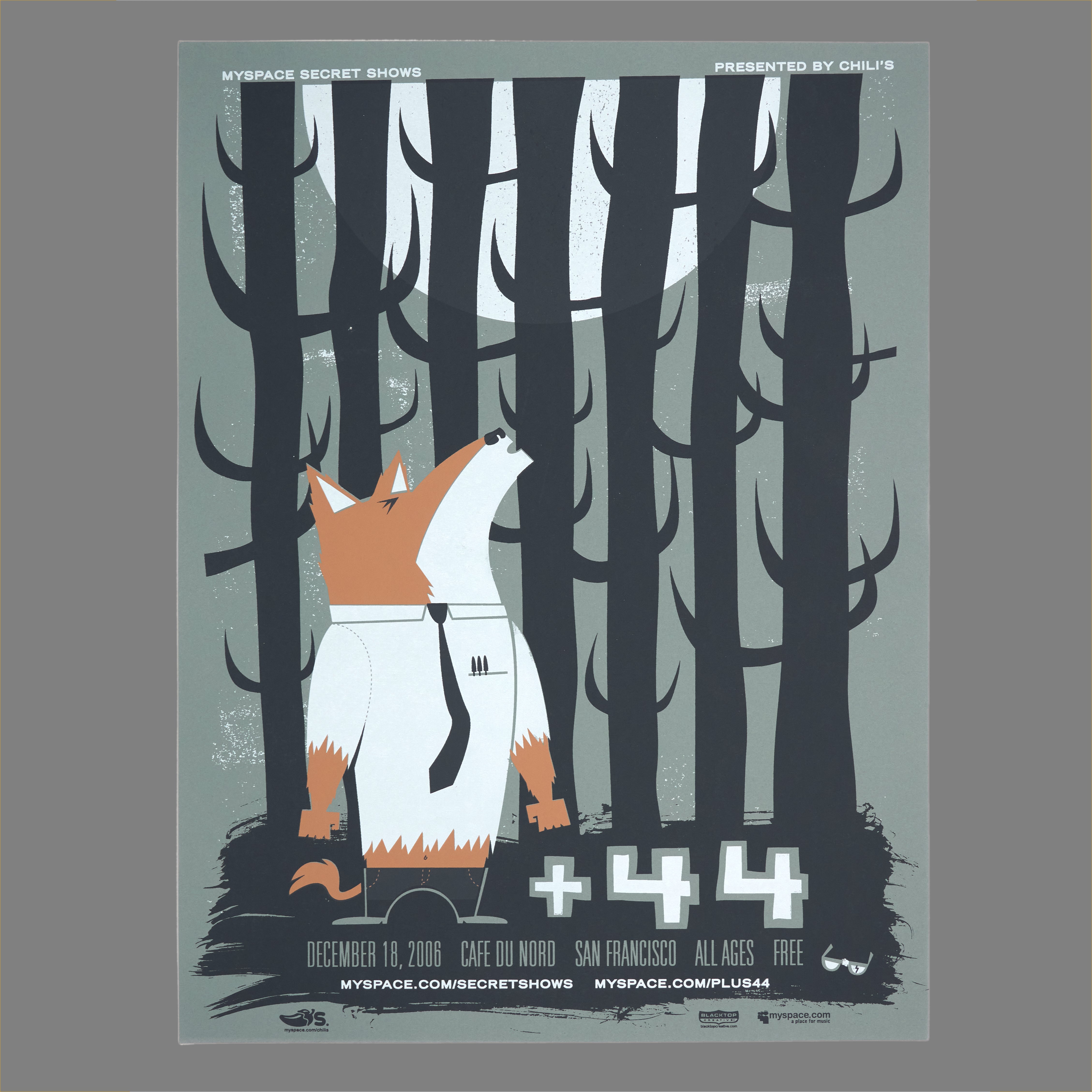 Plus 44 - 2006 MySpace Secret Show 18X24 Inch Silkscreened Poster V1 Number 1 Of 450