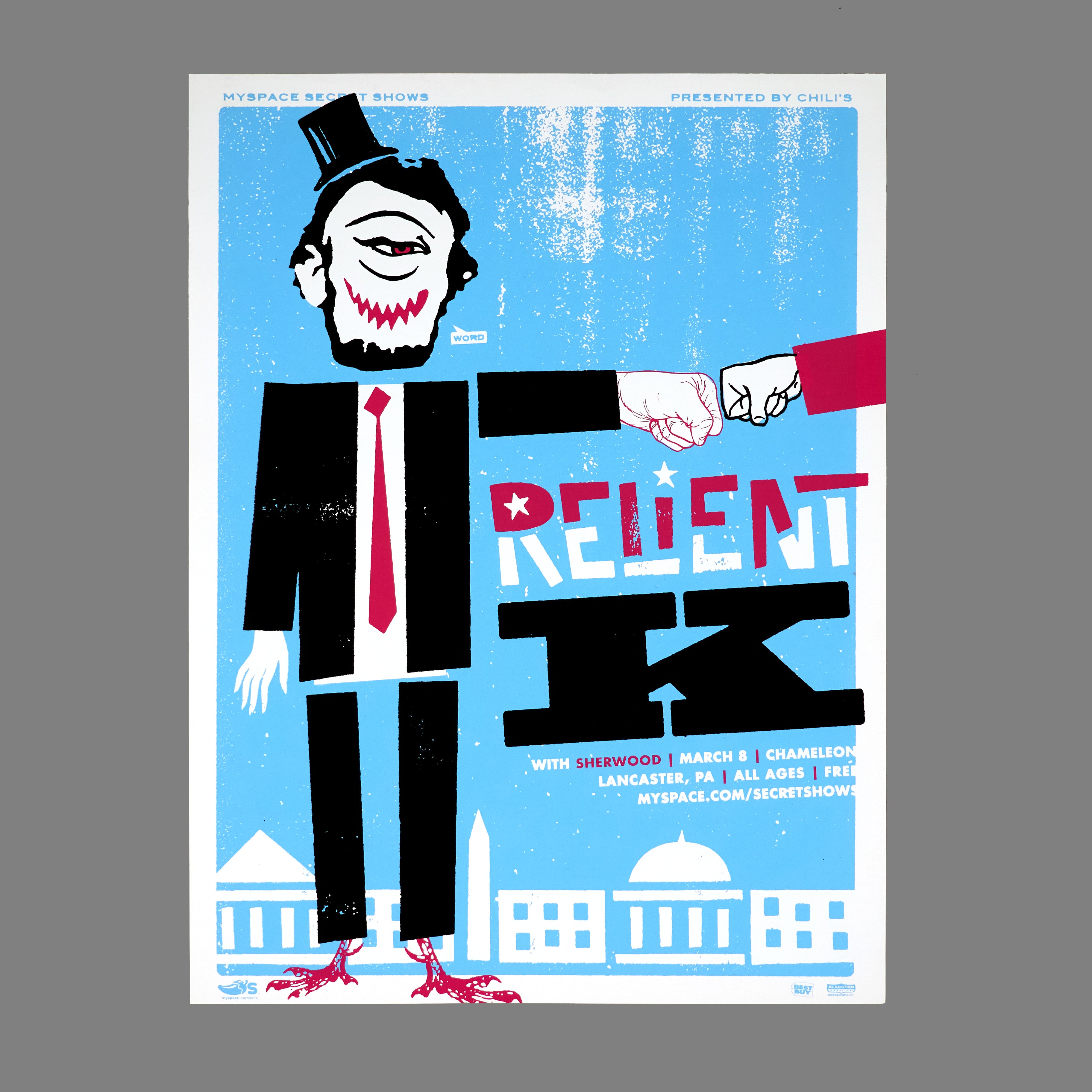 Relient K / Sherwood - 2007 MySpace Secret Show 18X24 Inch Silkscreened Poster Number 1 Of 600