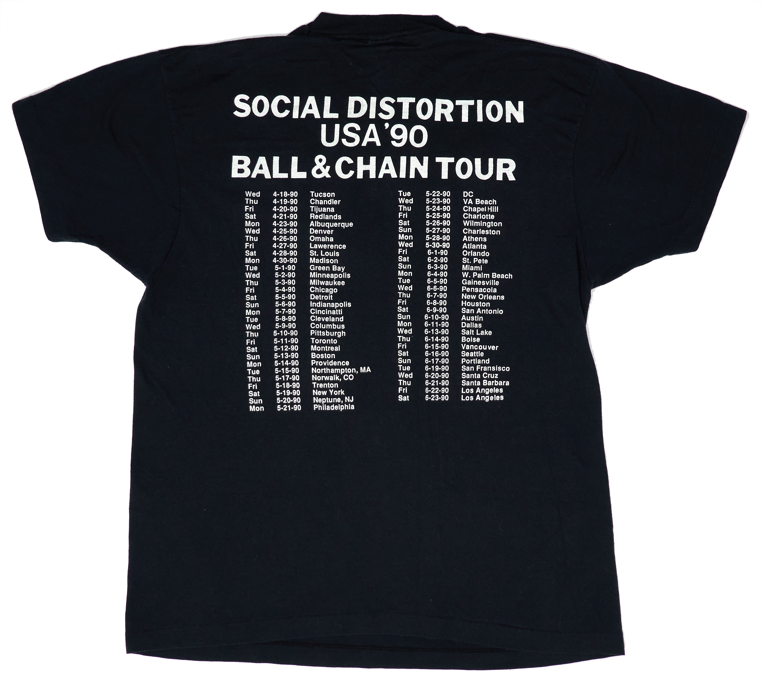 Social Distortion – Ball And Chain 1990 Tour Shirt Size XL