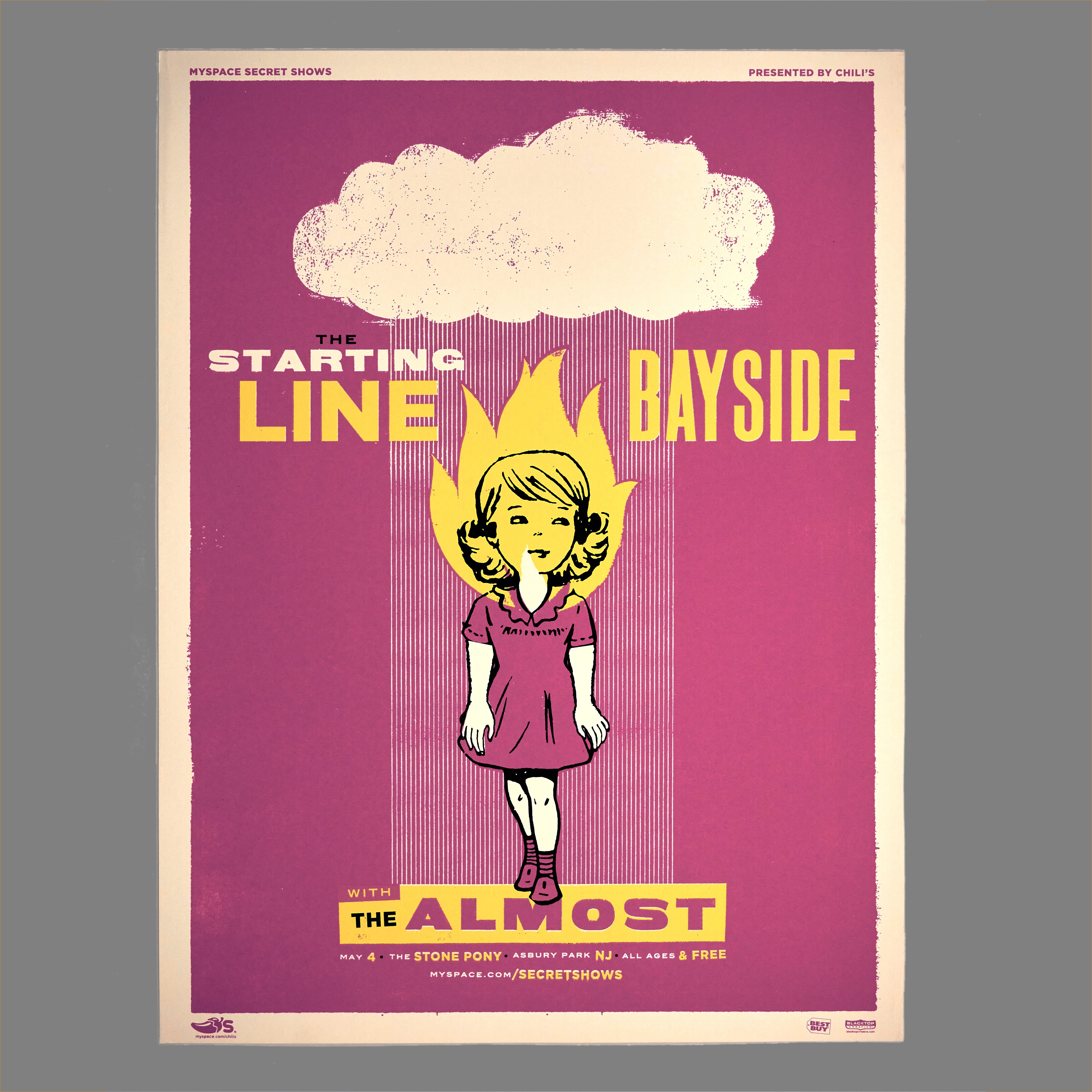 Starting Line / Bayside / the Almost - 2007 MySpace Secret Show 18X24 Inch Silkscreened Poster Number 1 Of 450