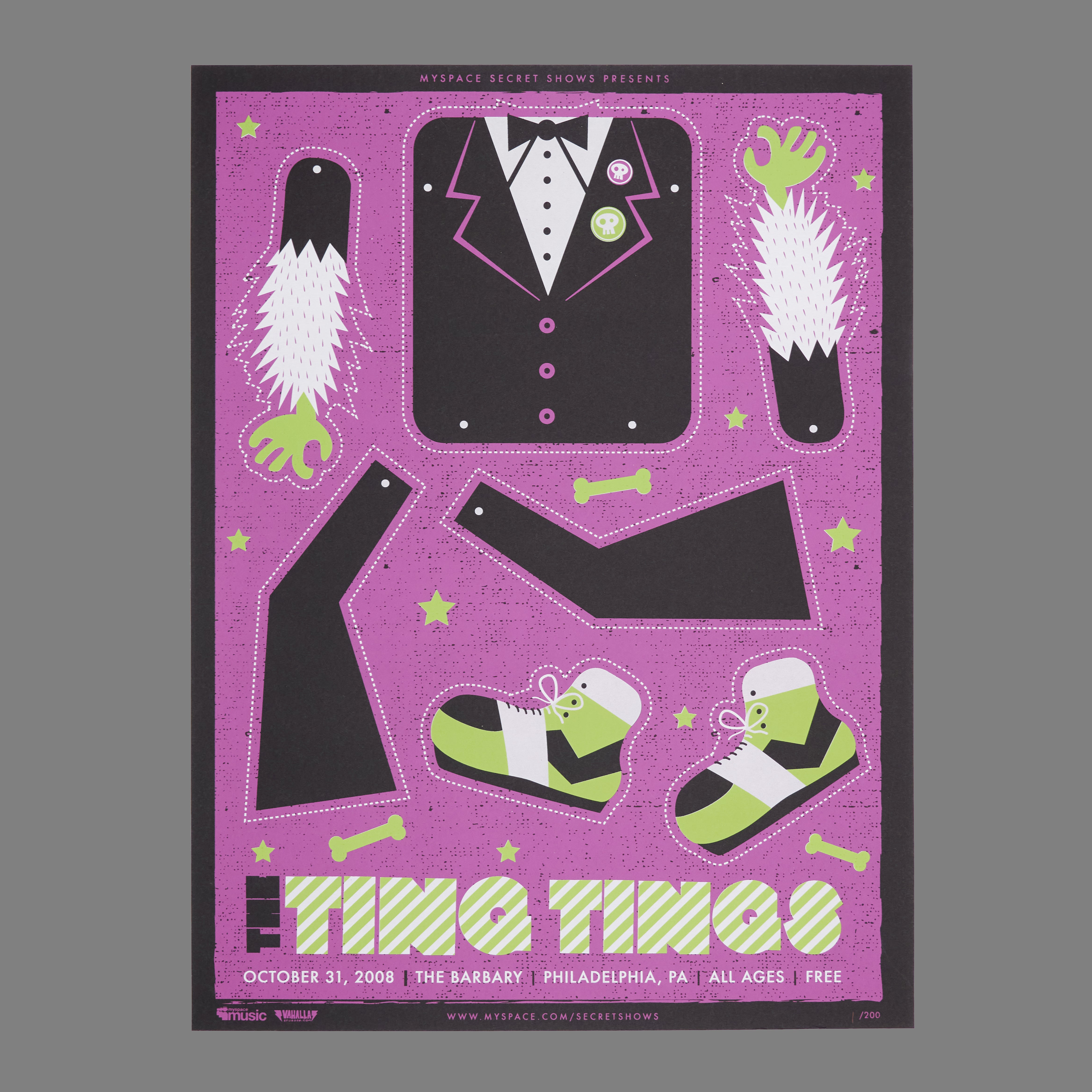 Ting Tings - 2008 MySpace Secret Show 18X24 Inch Silkscreened Poster (BOTTOM) Number 1 Of 200