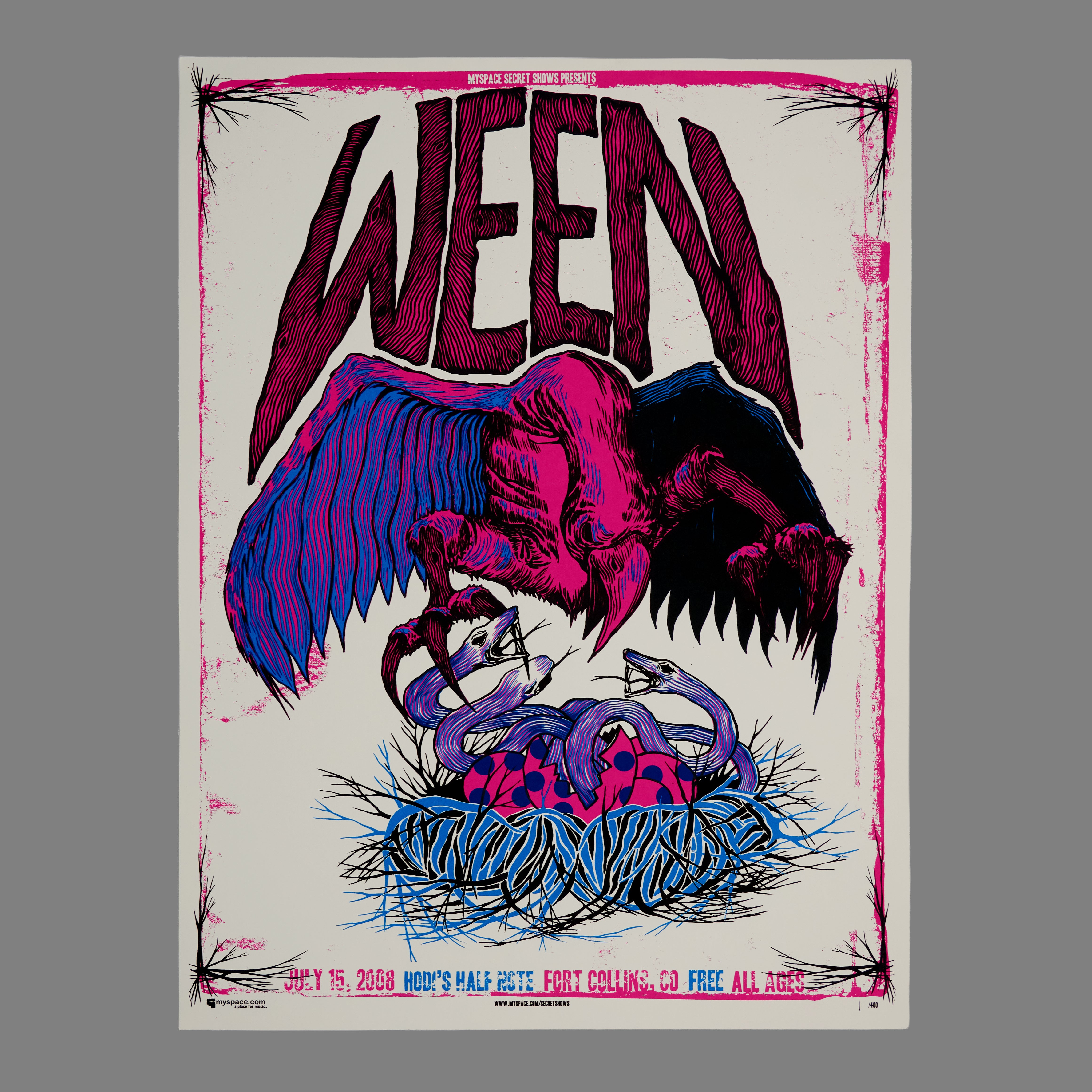 Ween - 2008 MySpace Secret Show 18X24 Inch Silkscreened Poster Number 1 Of 400