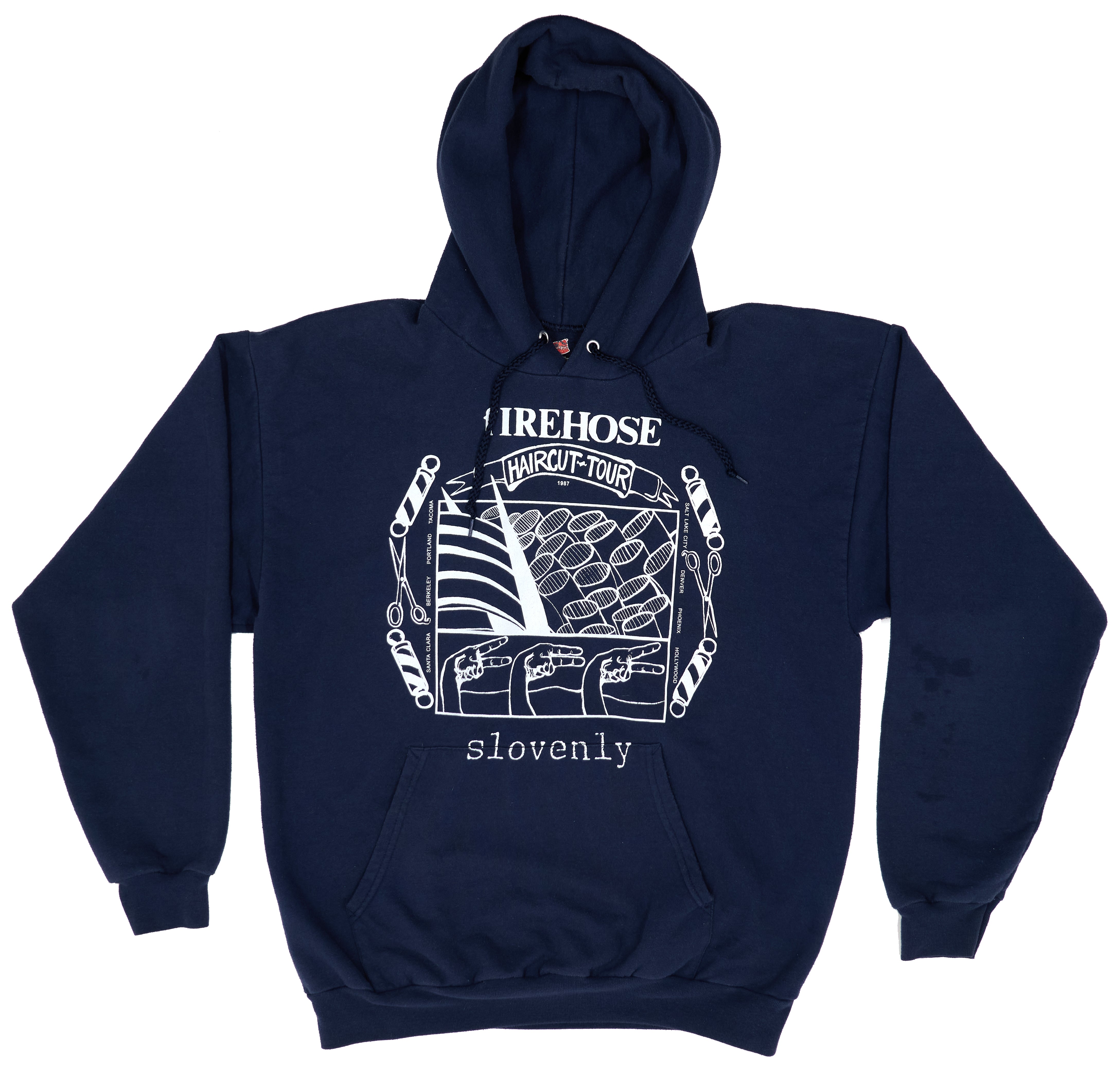 fIREHOSE / Slovenly - 1987 Haircut Tour With Slovenly Hooded Sweat Shirt (Bootleg By Me) Size Large