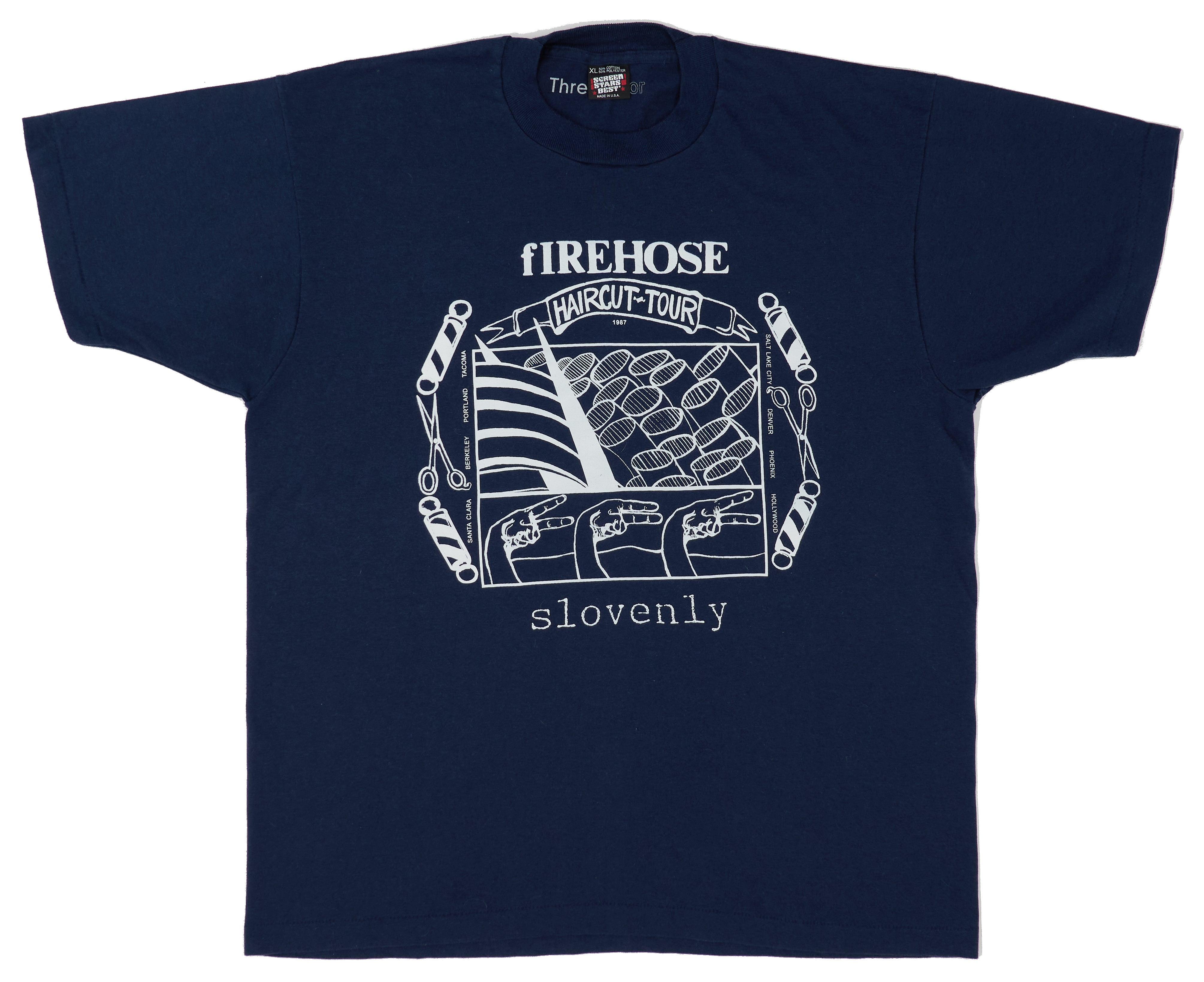 fIREHOSE / Slovenly - 1987 Haircut Tour With Slovenly Shirt (Bootleg By Me) Size XL