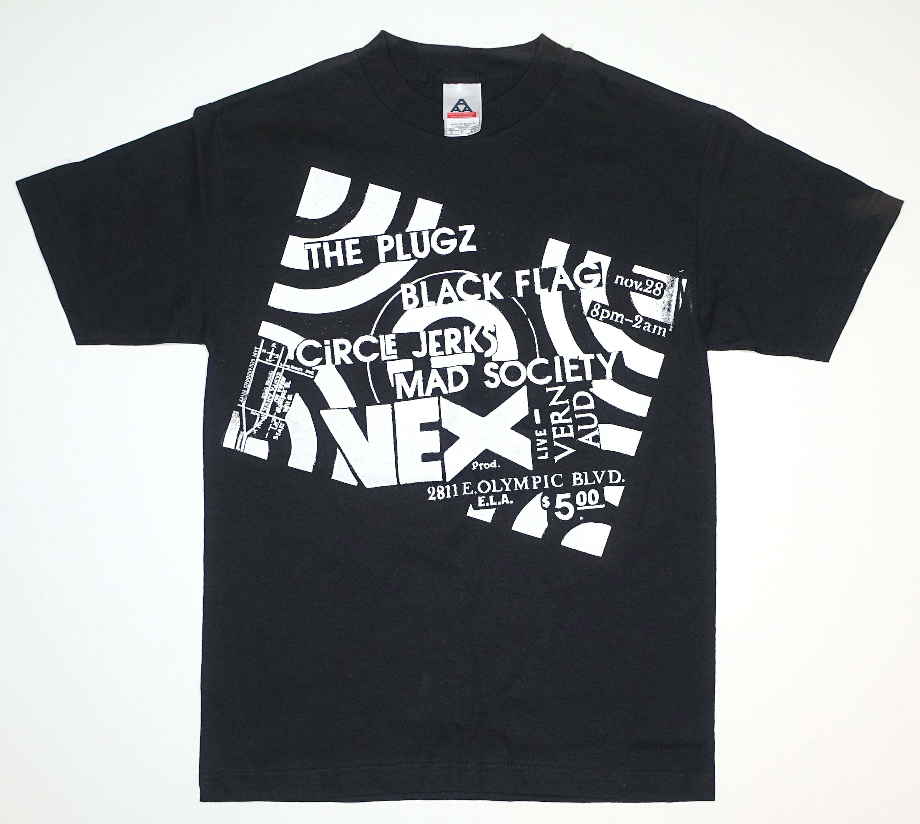 Plugs / Circle Jerks / Black Flag - Vex Concert Flyer Shirt Size Small