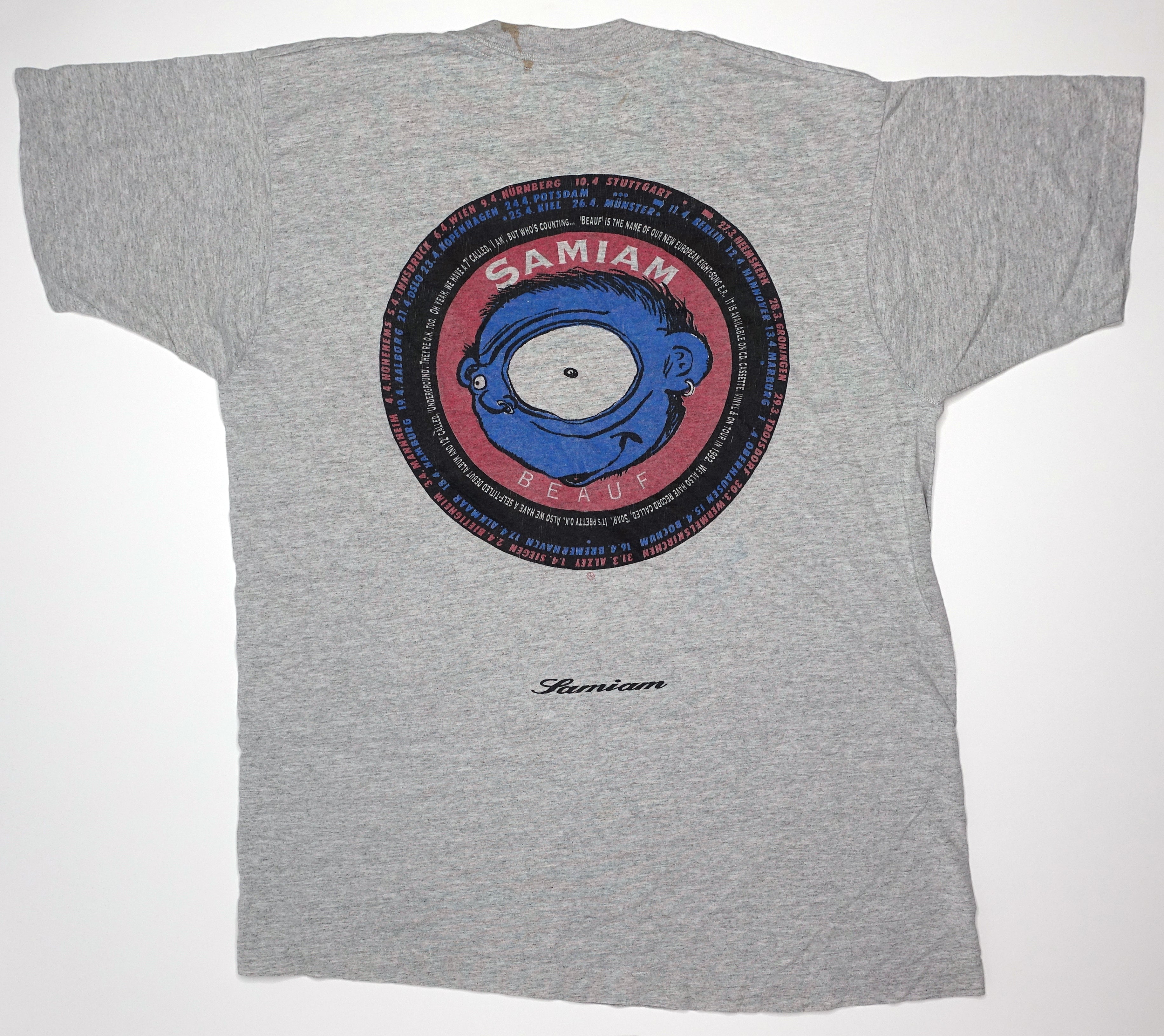 Samiam - Beauf 1991 Germany Tour Shirt Size XL