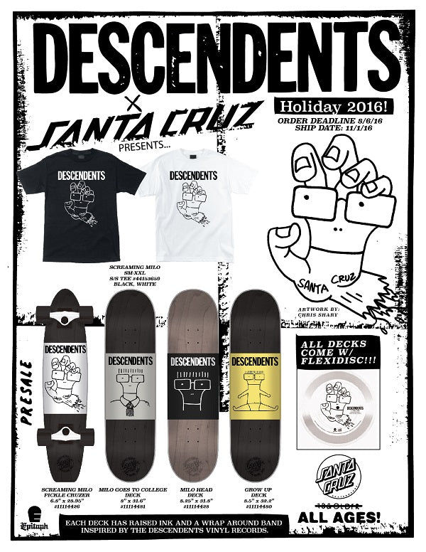 Descendents - I Don't Want To Grow Up Santa Cruz LTD ED Skateboard Deck W/Flexi Disc