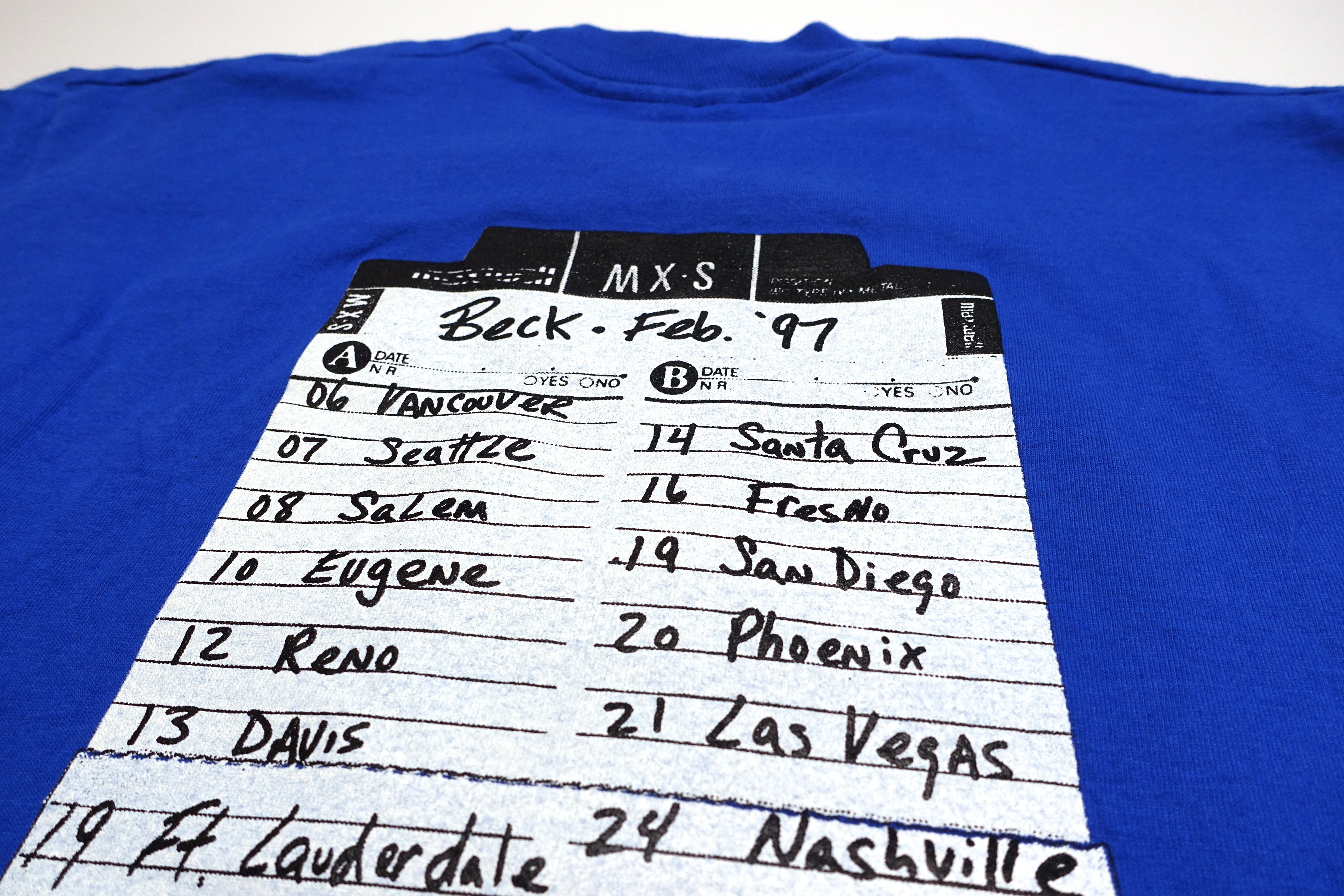 Beck – Odelay February US 1997 Tour Shirt Size Large (Blue)