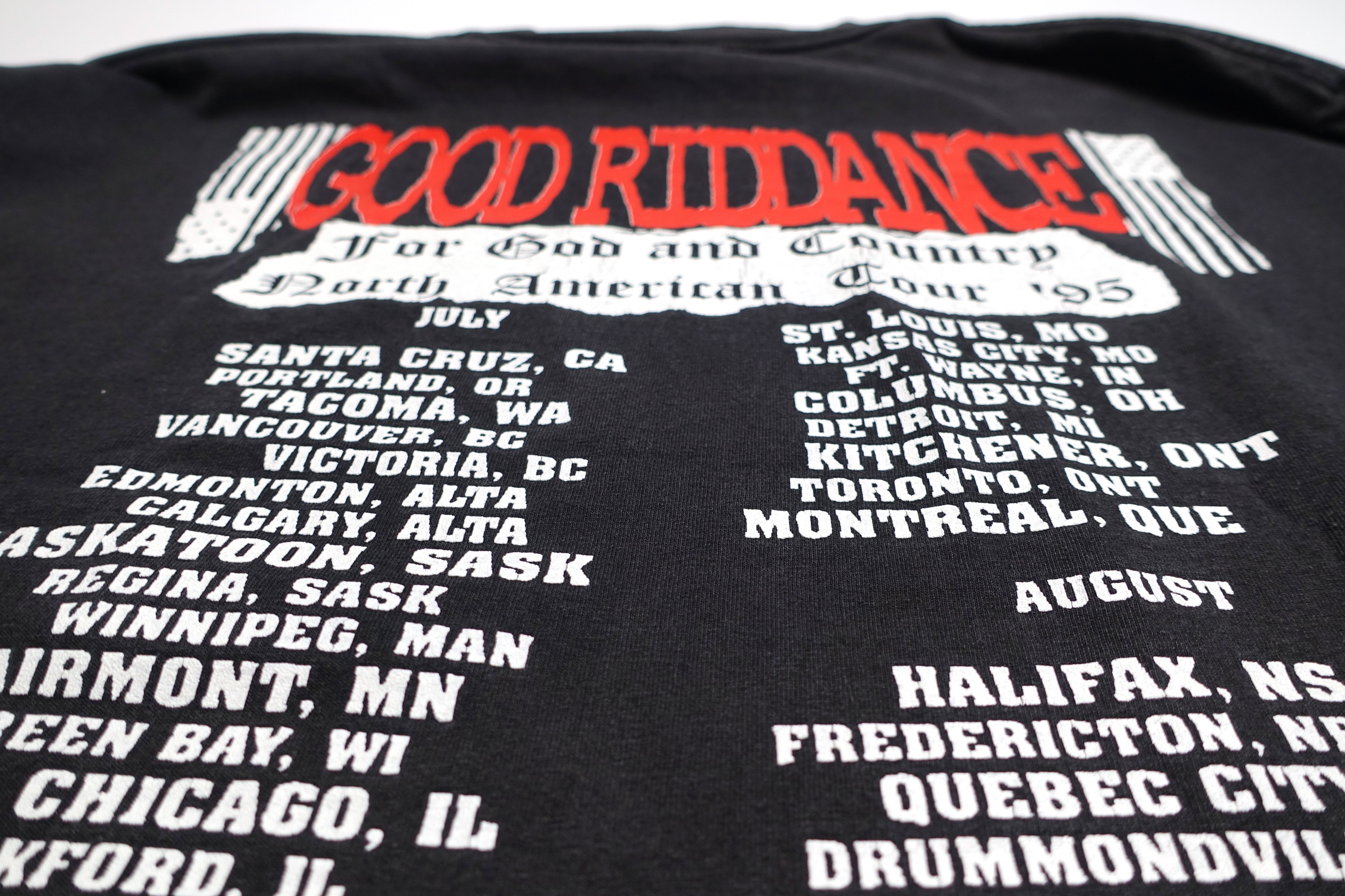 Good Riddance - For God And Country North American 1995 Tour Long Sleeve Shirt Size XL