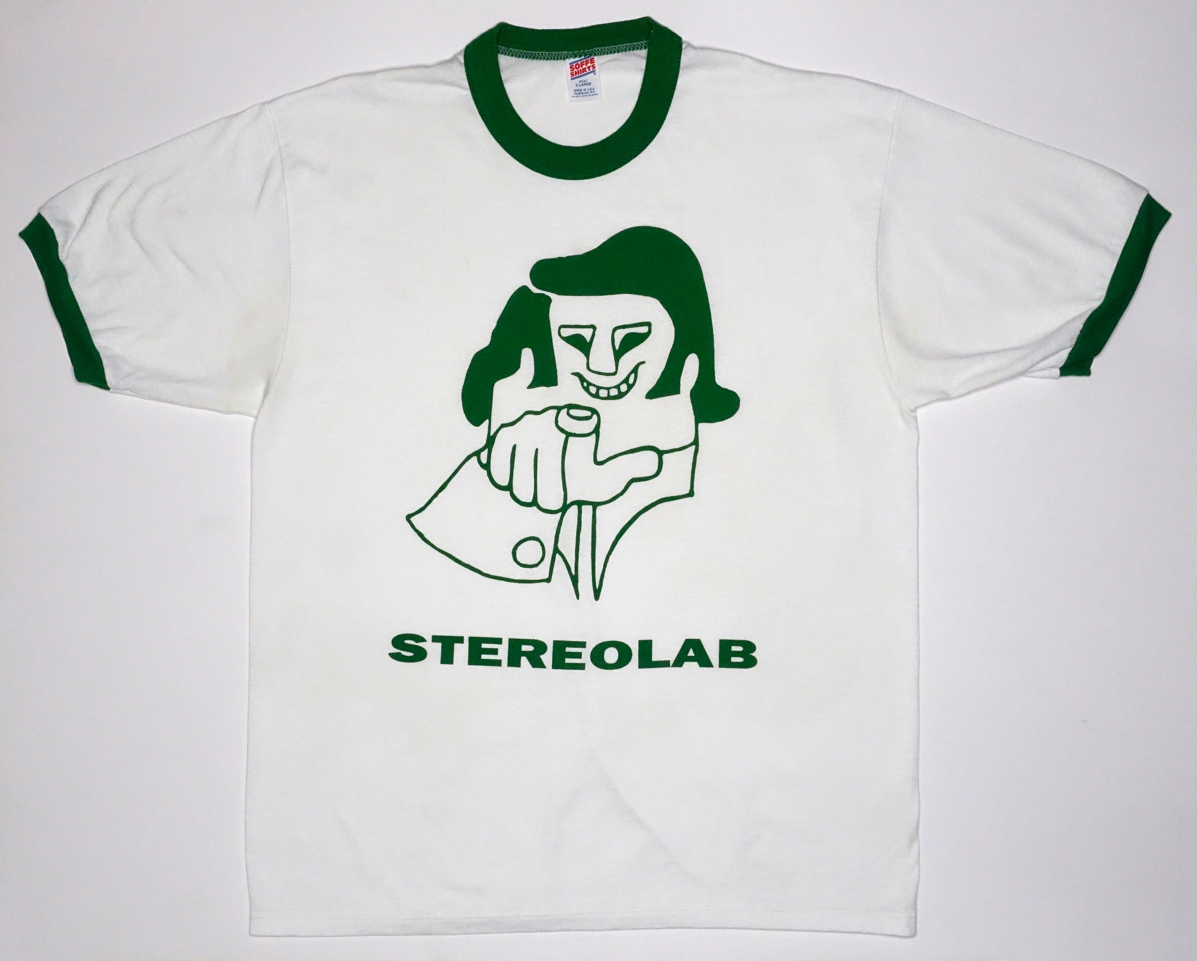 Stereolab – Cliff White/Green Ringer 90's Tour Shirt Size XL