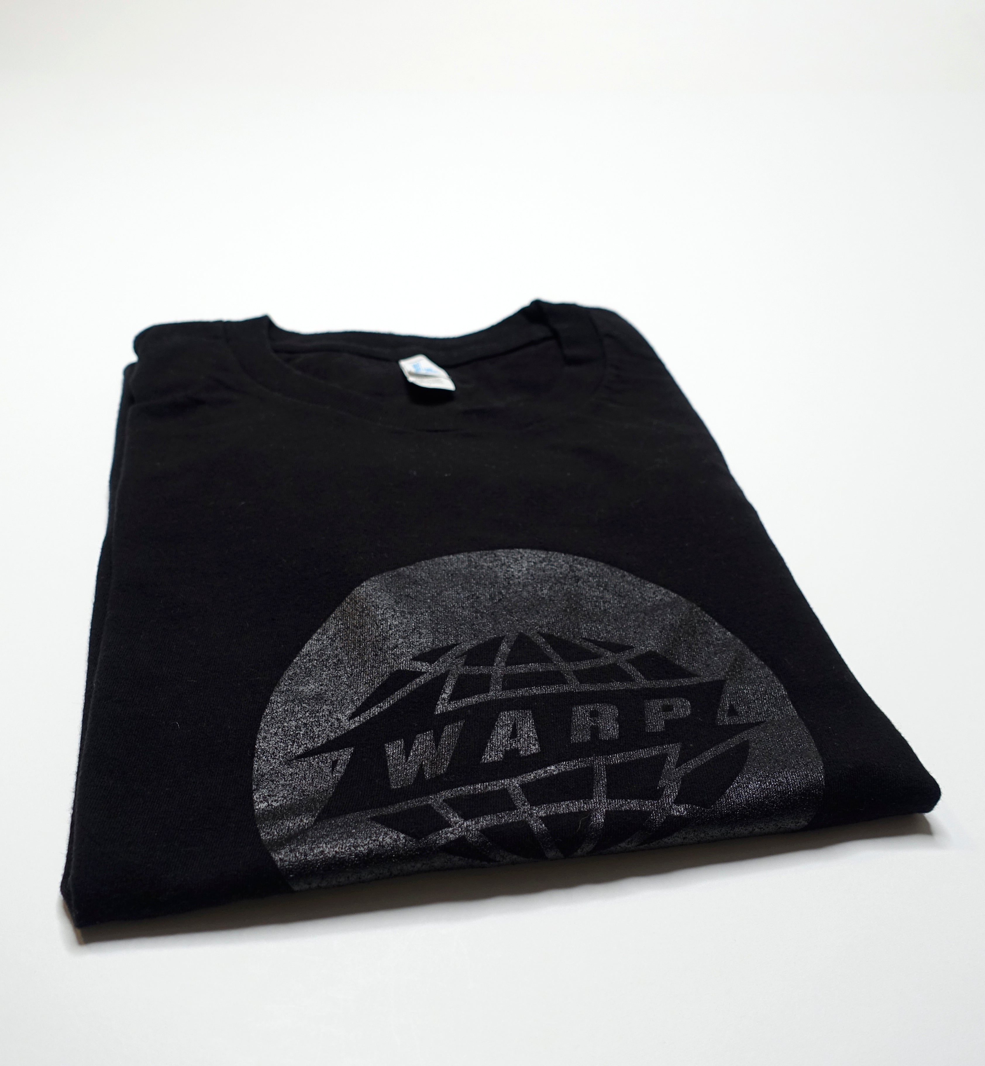 Warp Records - Black On Black Circle Logo Shirt Size Large