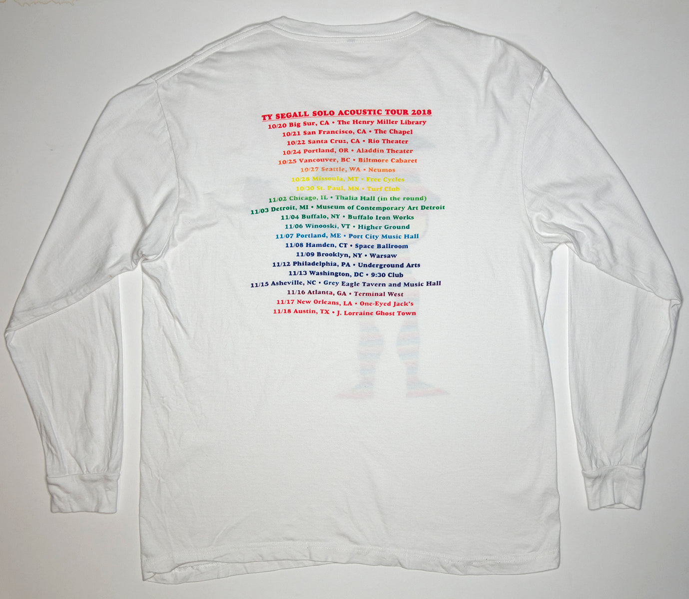 Ty Segall - Solo Acoustic Tour 2018 Tour Shirt Long Sleeve Large