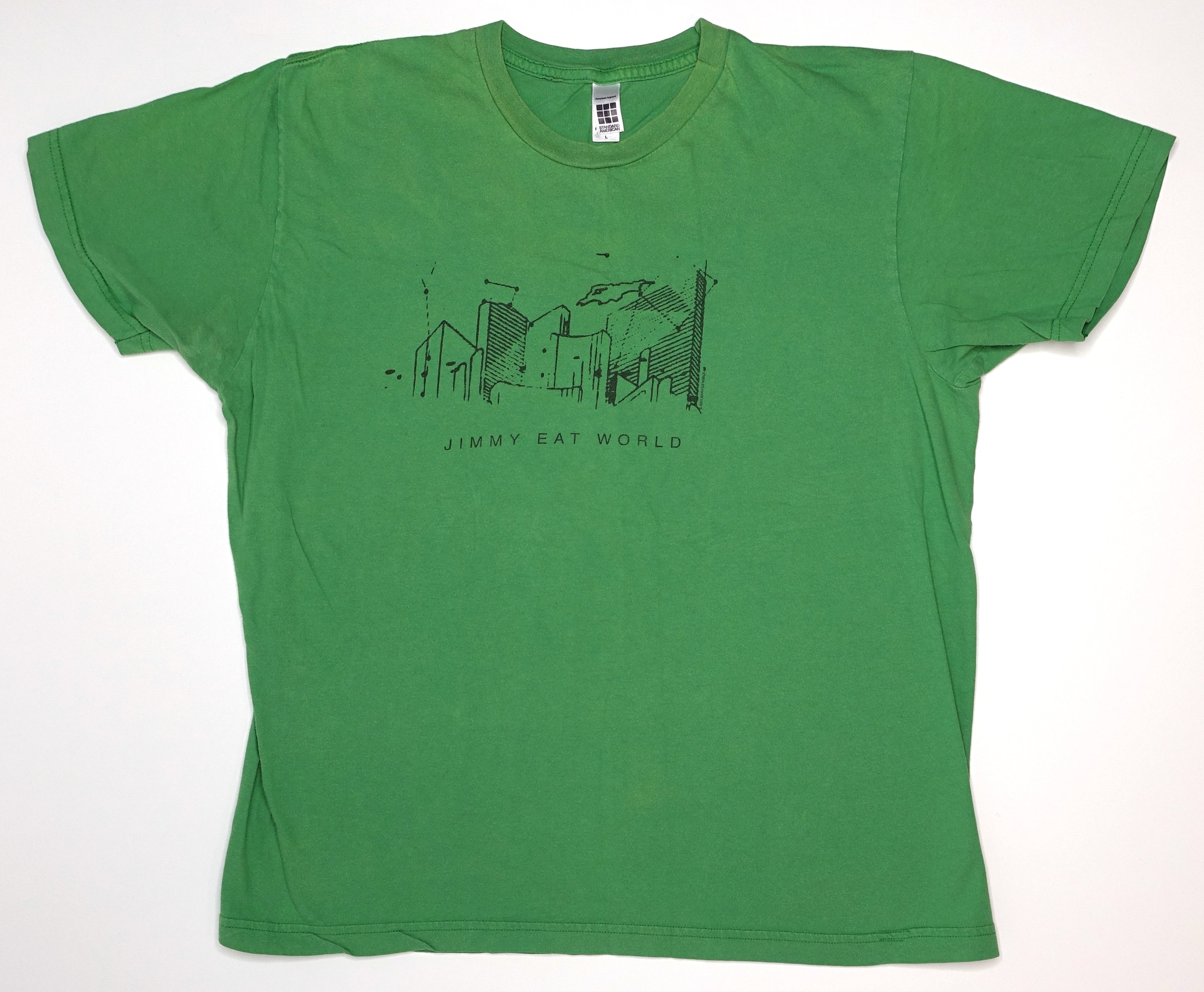 Jimmy Eat World - City Scape Sketch Tour Shirt Kelly Green Size Large