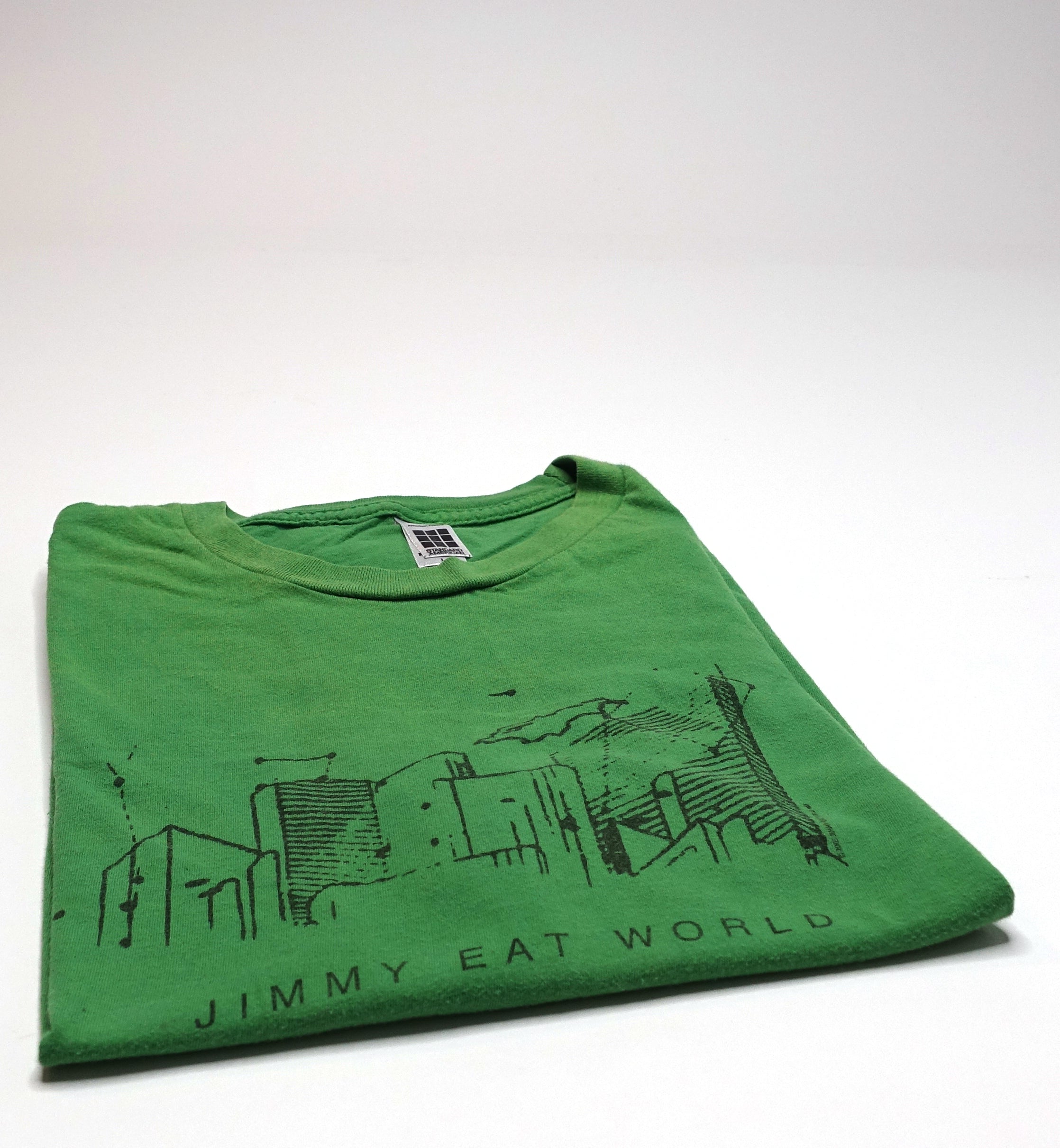 Jimmy Eat World - City Scape Sketch Tour Shirt Kelly Green Size Large