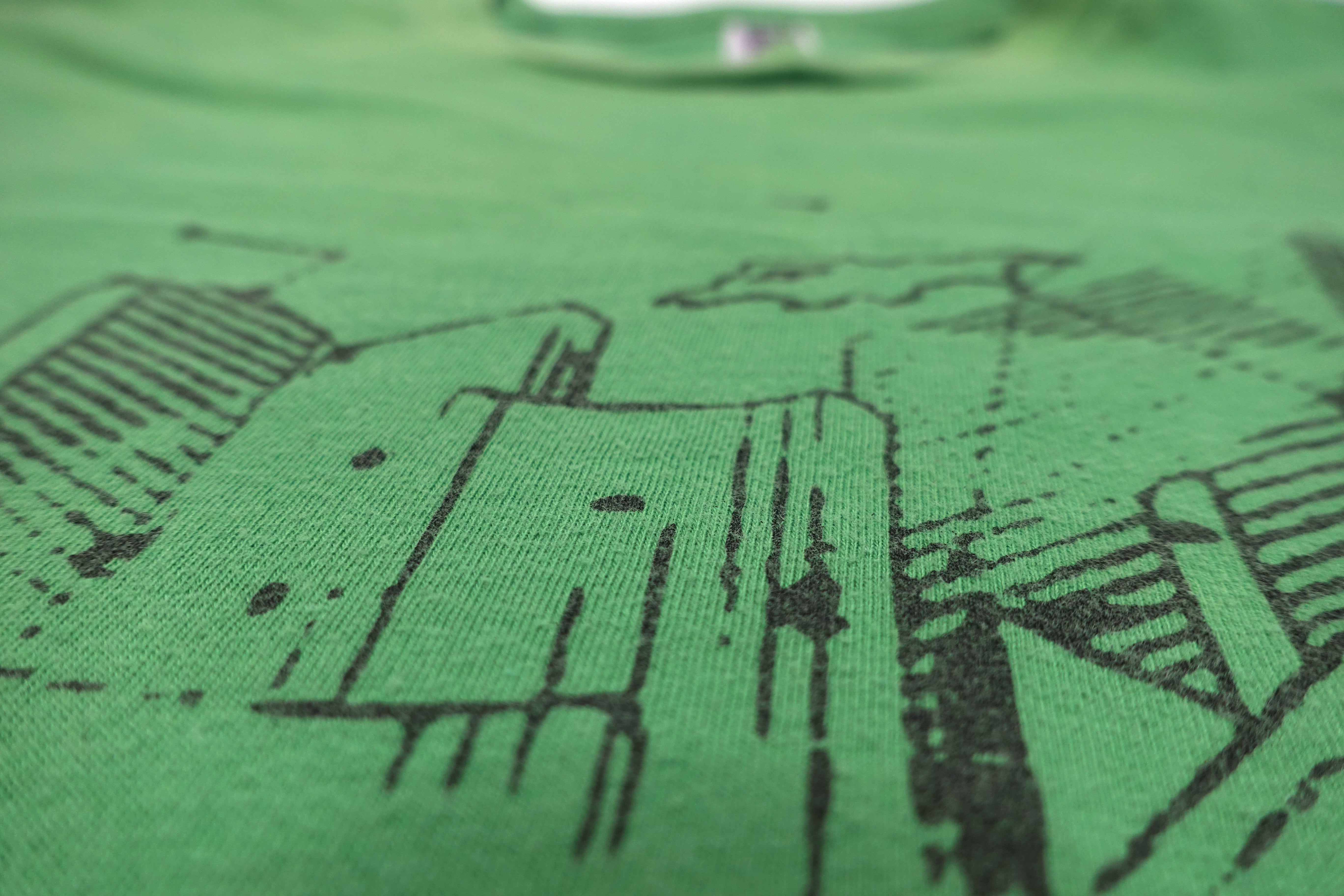 Jimmy Eat World - City Scape Sketch Tour Shirt Kelly Green Size Large