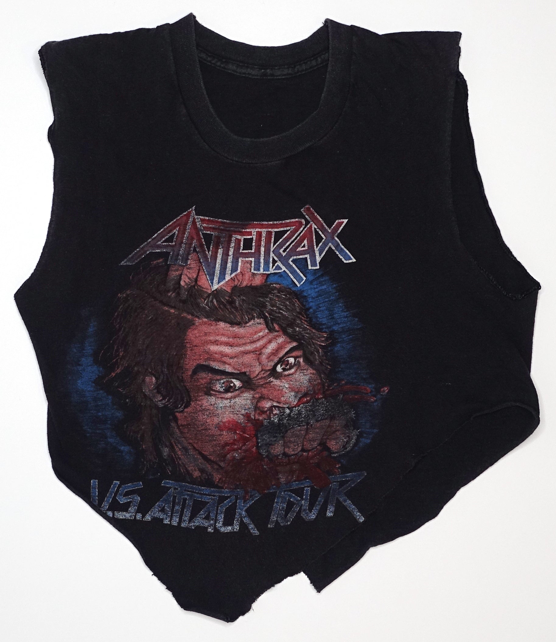 Anthrax – Original Fistful Of Metal / US Attack Tour 1984 (Severely Cropped) Shirt Size Small