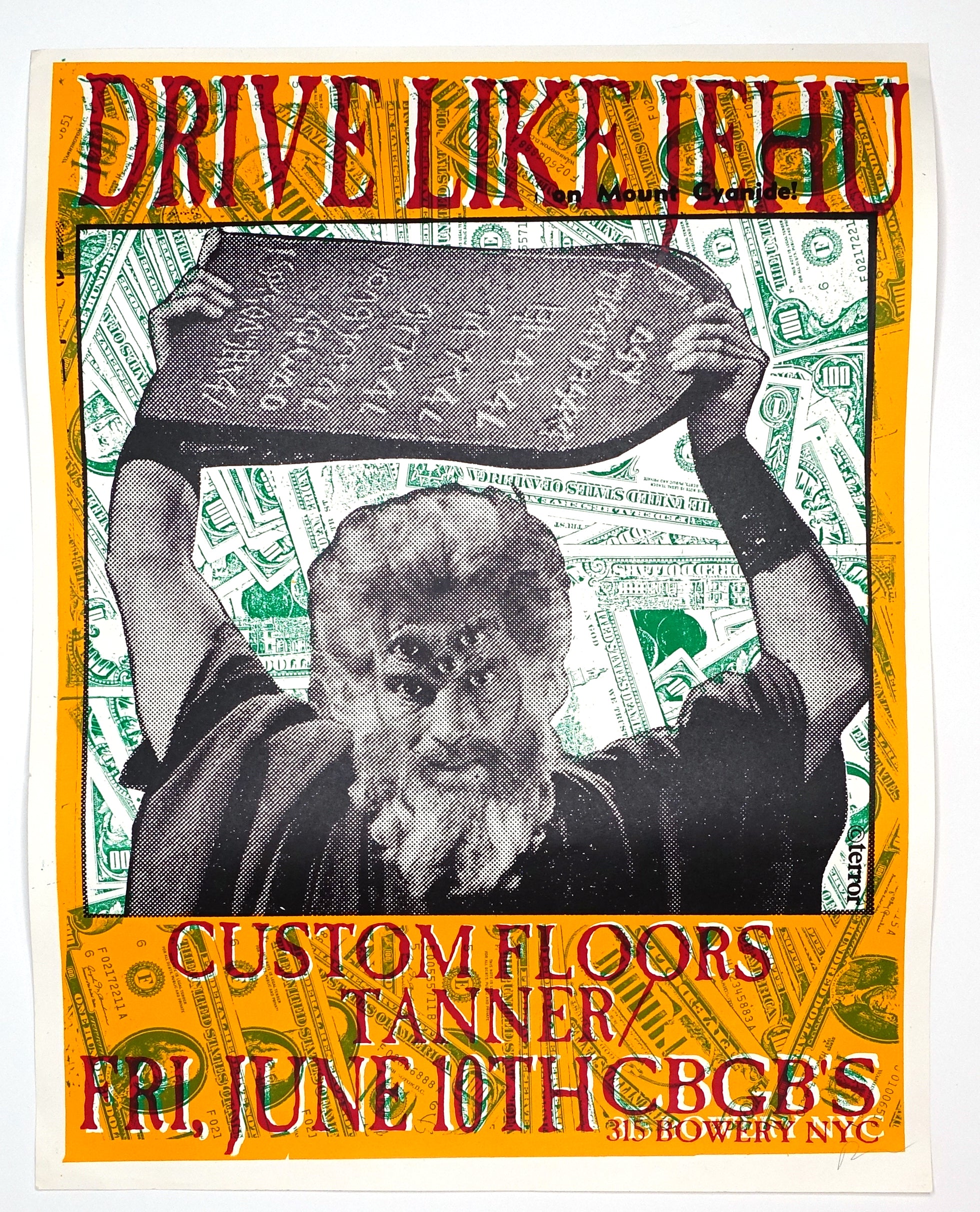 Drive Like Jehu - Don Rock June 10th CBGB's New York, NY Silkscreened Tour Poster