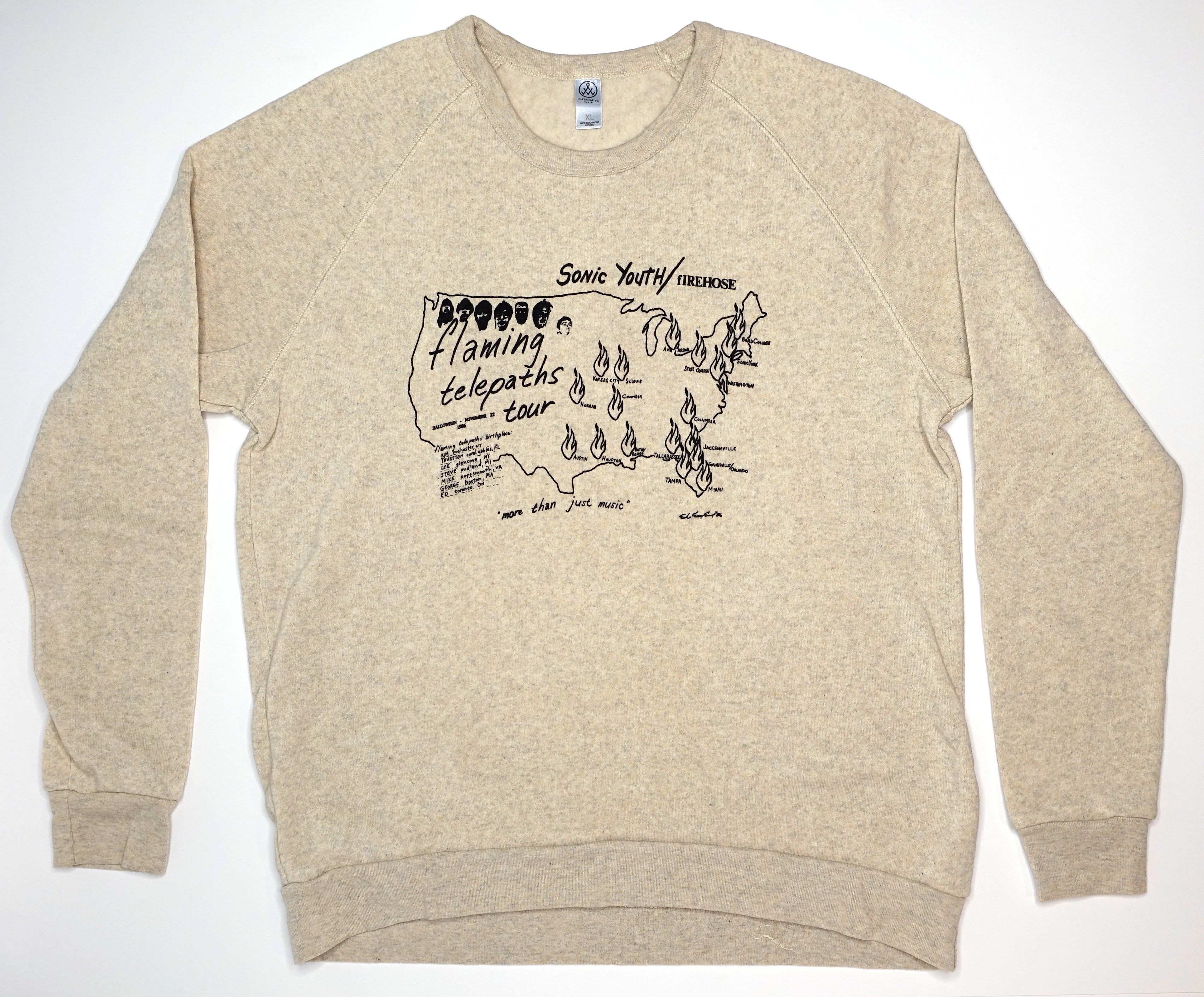 Sonic Youth / fIREHOSE - Flaming Telepaths 1986 Tour (Bootleg By Me) Sweat Shirt Size XL