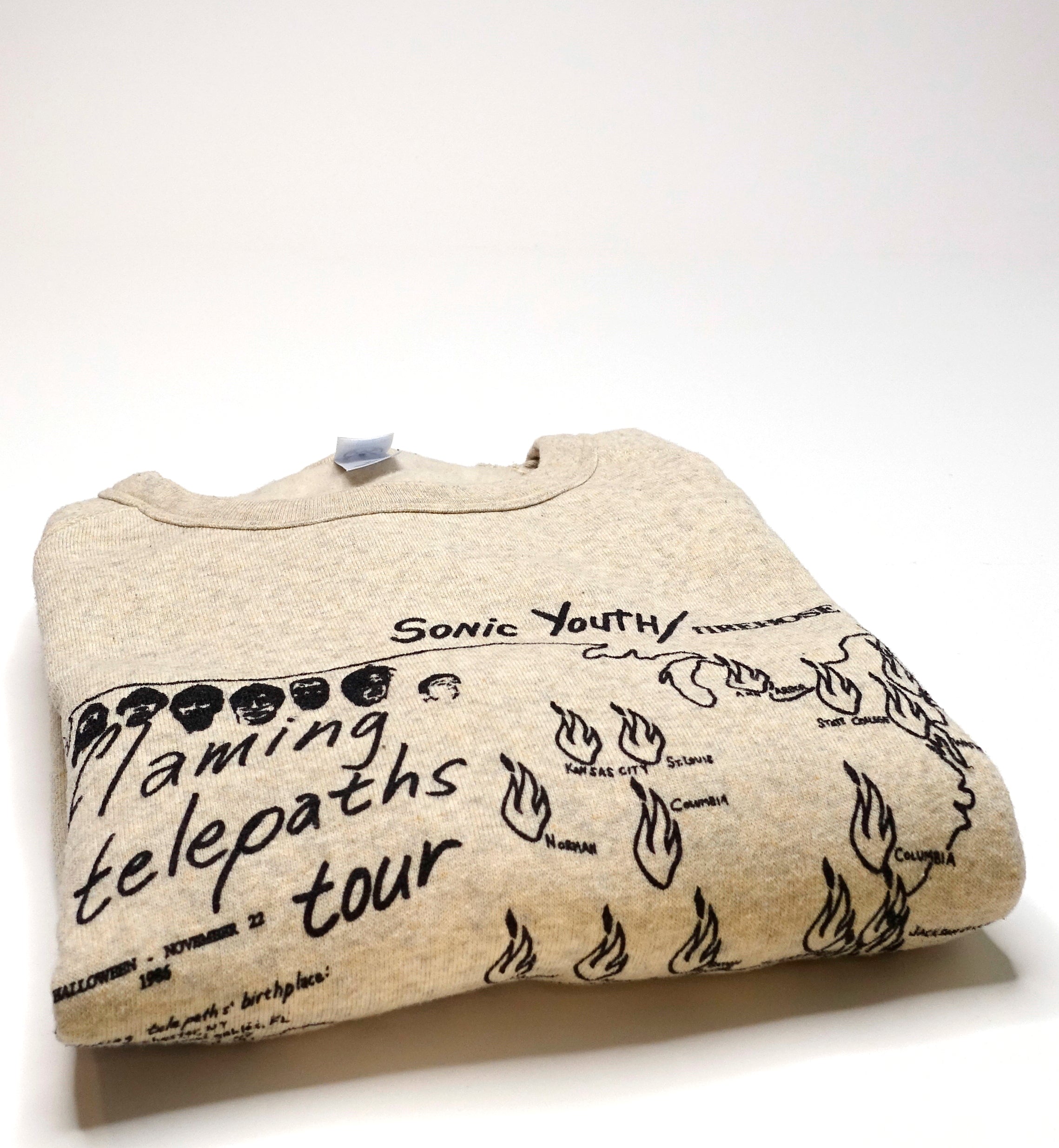 Sonic Youth / fIREHOSE - Flaming Telepaths 1986 Tour (Bootleg By Me) Sweat Shirt Size XL