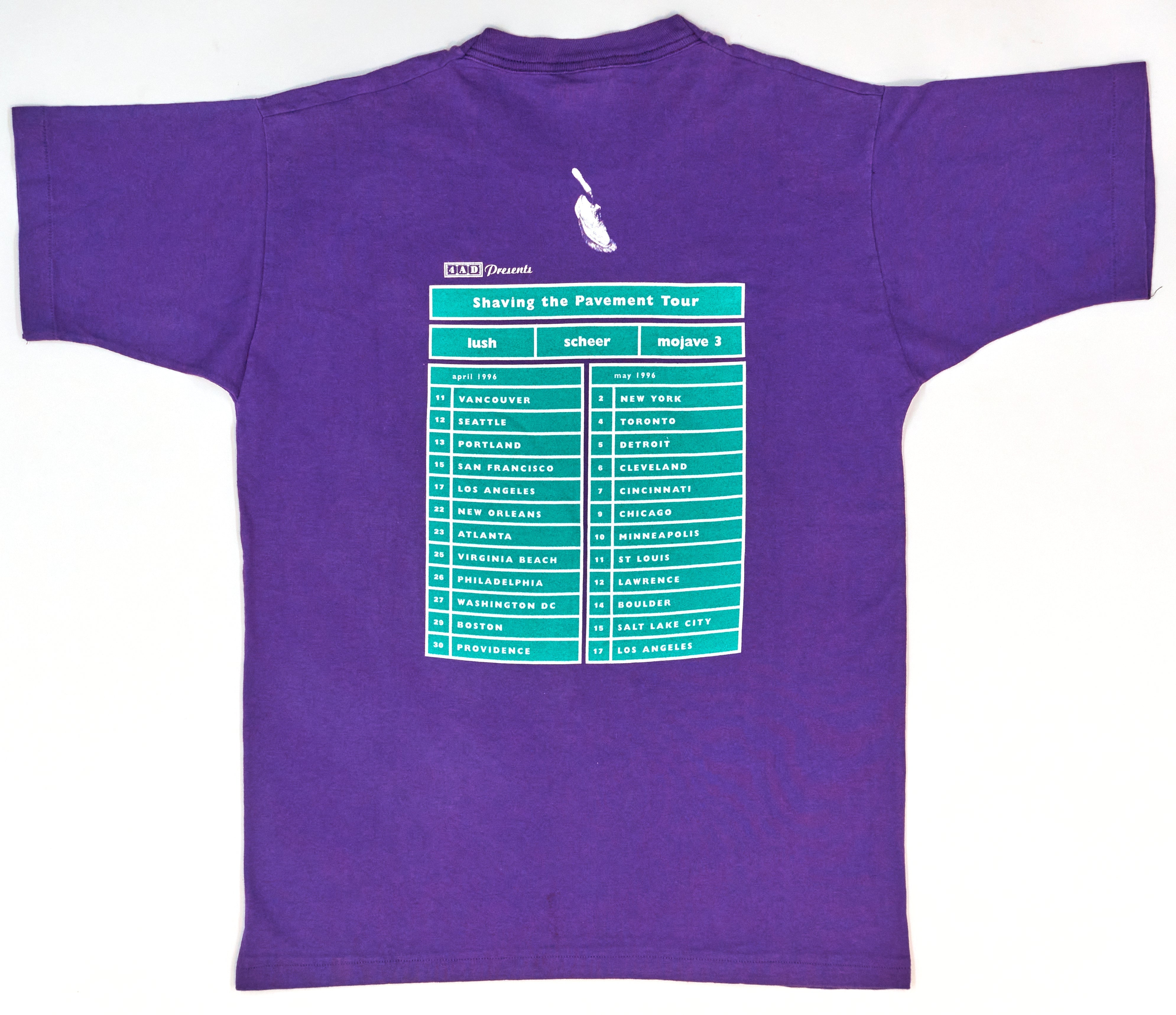 4AD / Lush / Mojave 3 / Scheer - Shaving The Pavement 1996 US Tour Shirt Size (Mis Labeled XL) Medium