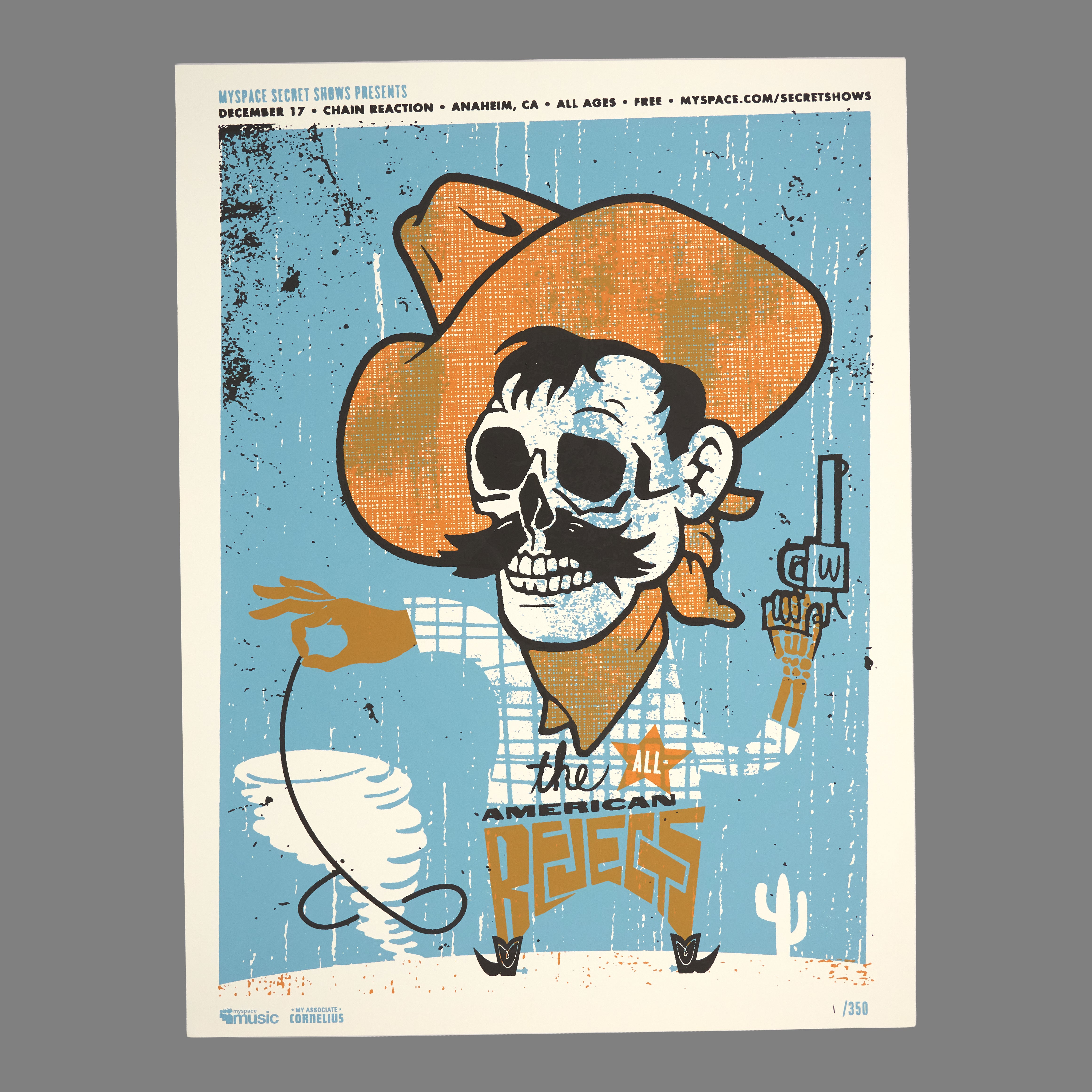 All American Rejects - 2008 MySpace Secret Show 18X24 Inch Silkscreened Poster Number 1 Of 350