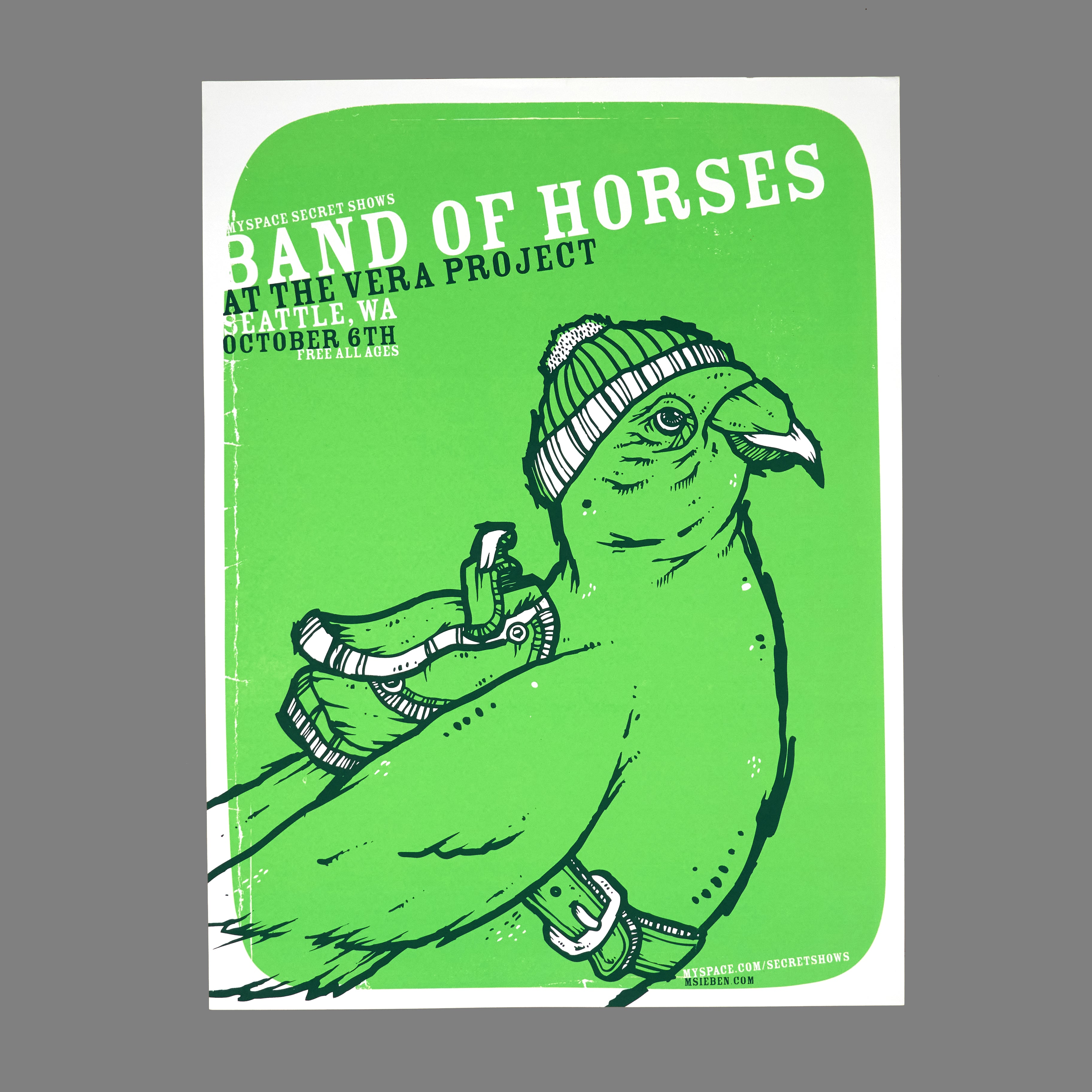 Band Of Horses - 2007 MySpace Secret Show 18X24 Inch Silkscreened Poster Number 76 Of 450