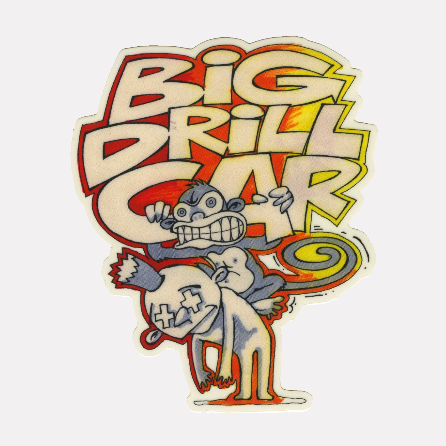 Big Drill Car - Monkey On Your Back Gradient Sketch by Bob Thomson Clear Vinyl Sticker