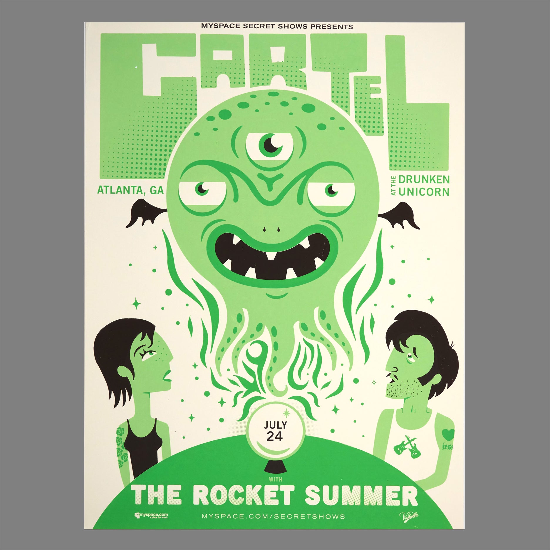Cartel / The Rocket Summer - 2007 MySpace Secret Show 18X24 Inch Silkscreened Poster Number 1 Of 350