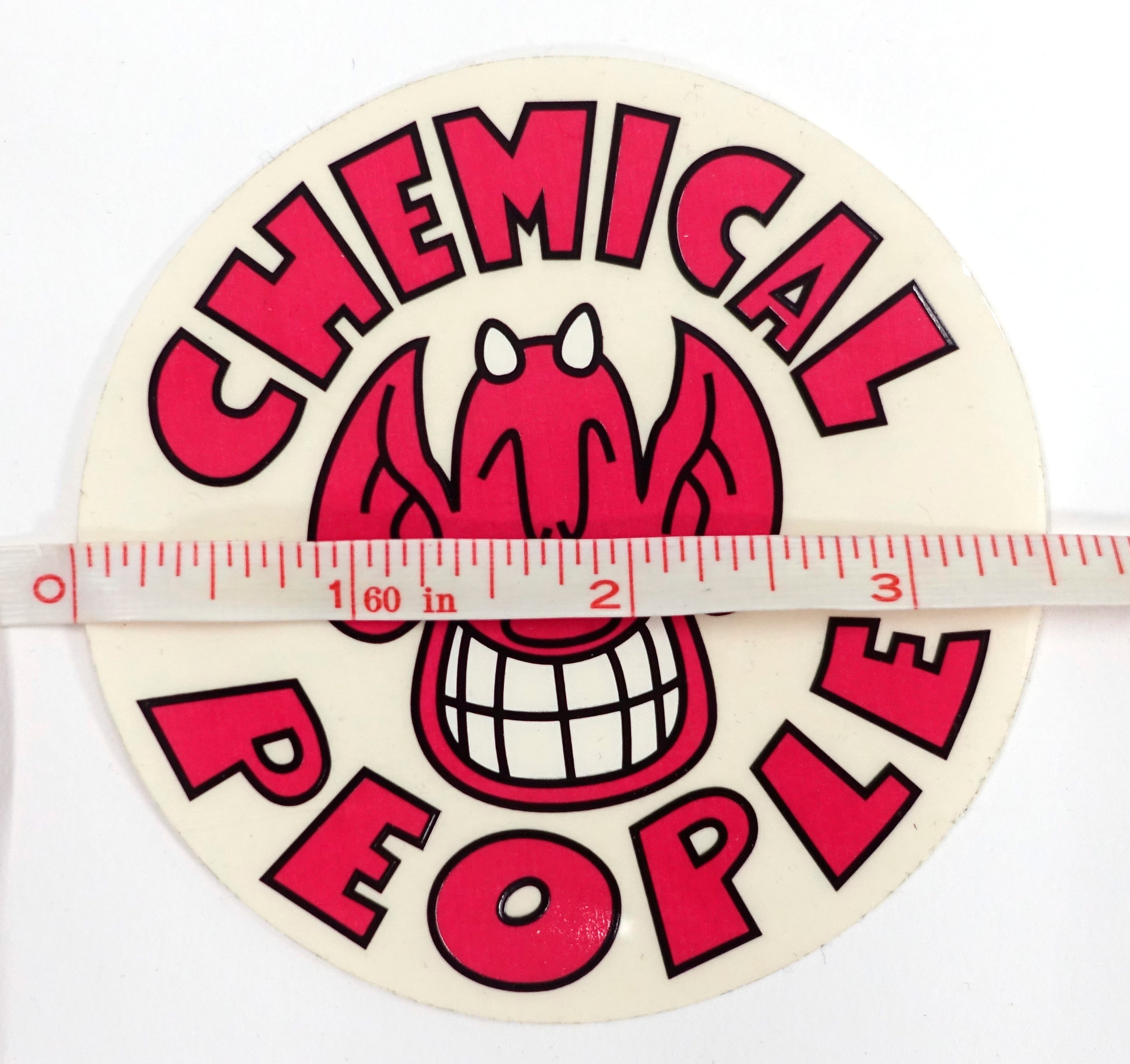 Chemical People - Devil Head by Chris Shary 90's Deadstock Circular Clear Vinyl Sticker