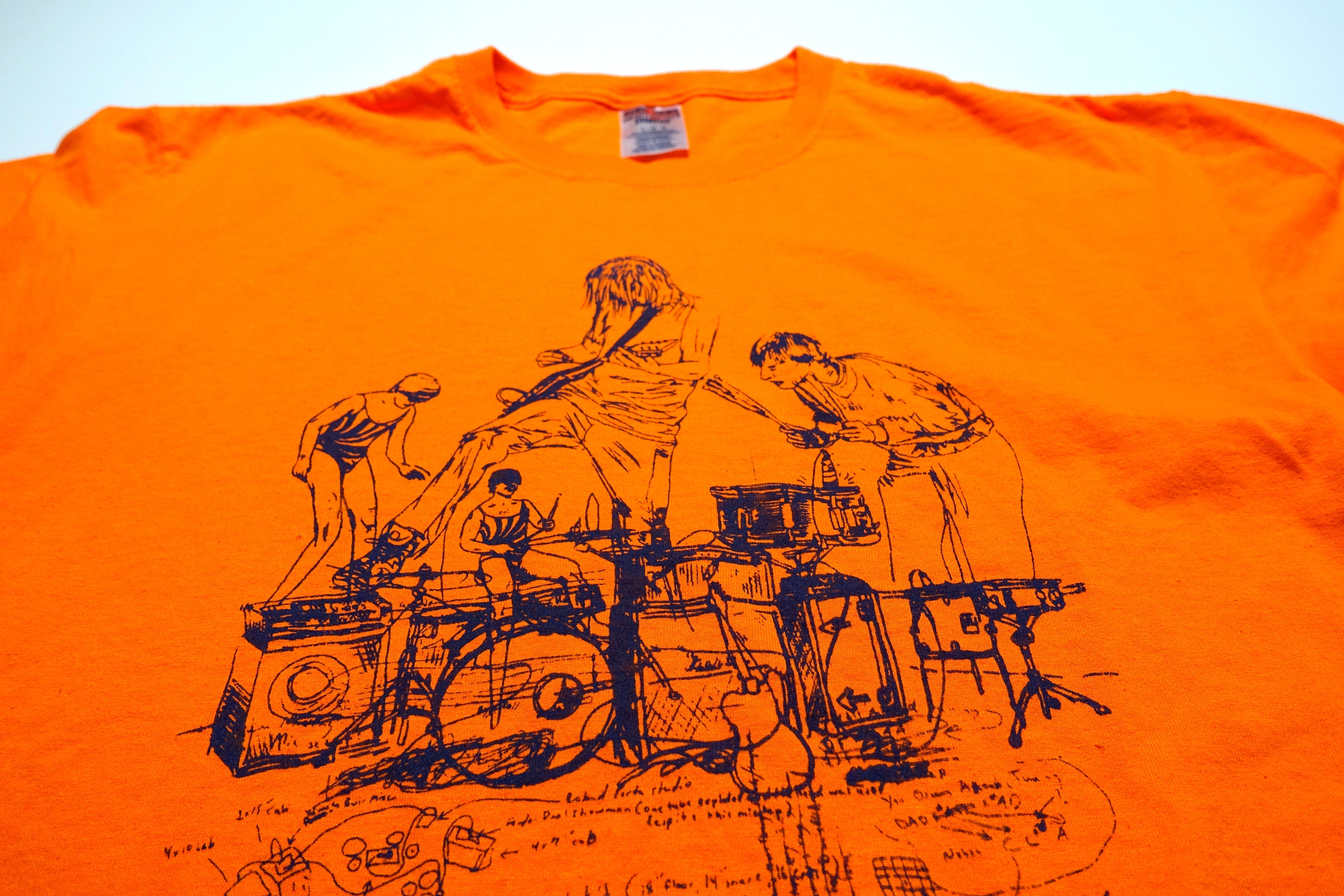 Liars - Drums Not Dead Scribble Drawing Orange 2005 Tour Shirt Size Large