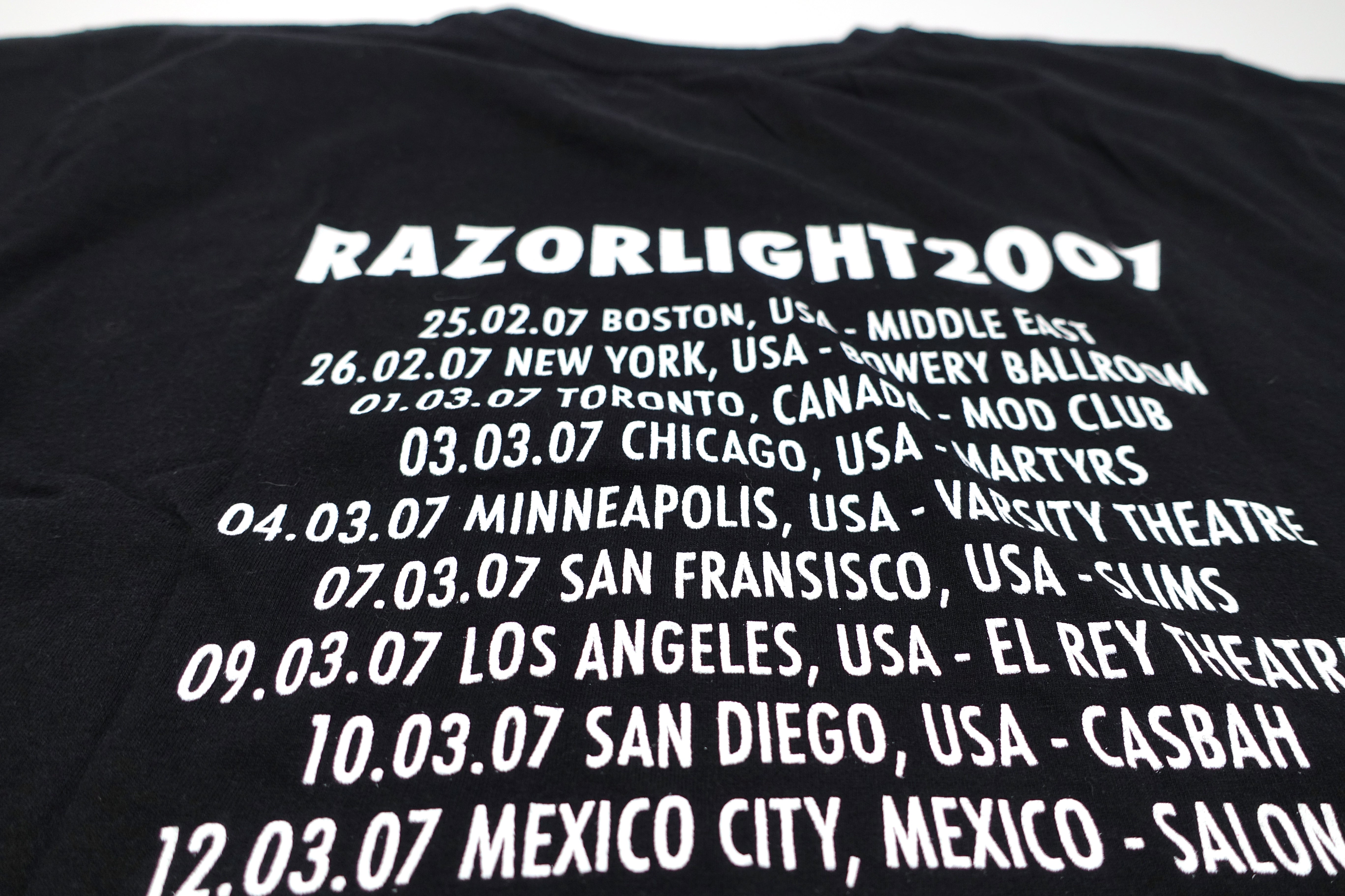 Razorlight ‎– Razorlight 2007 USA Tour Shirt Size XL